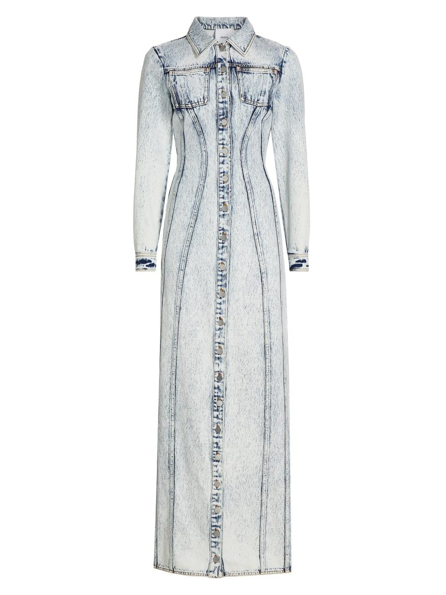 ミストレアス Denim Amerian Sleeve Long Dress Denim Amerian Sleeve Long Dress - MISTREASS