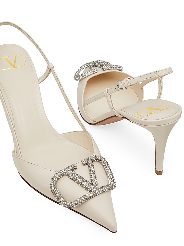 Shop Valentino Garavani VLogo Signature Slingback Pumps 80MM Shop Valentino Garavani VLogo Signature Slingback Pumps 80MM