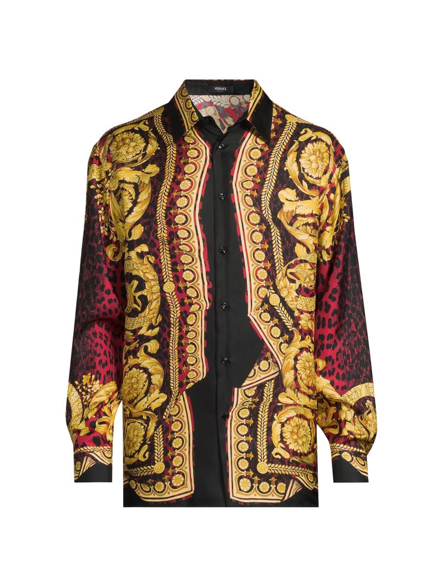 Versace【関税送料込＆SALE価格】Barocco シルクシャツ Barocco Silk Shirt Black,Print | VERSACE US