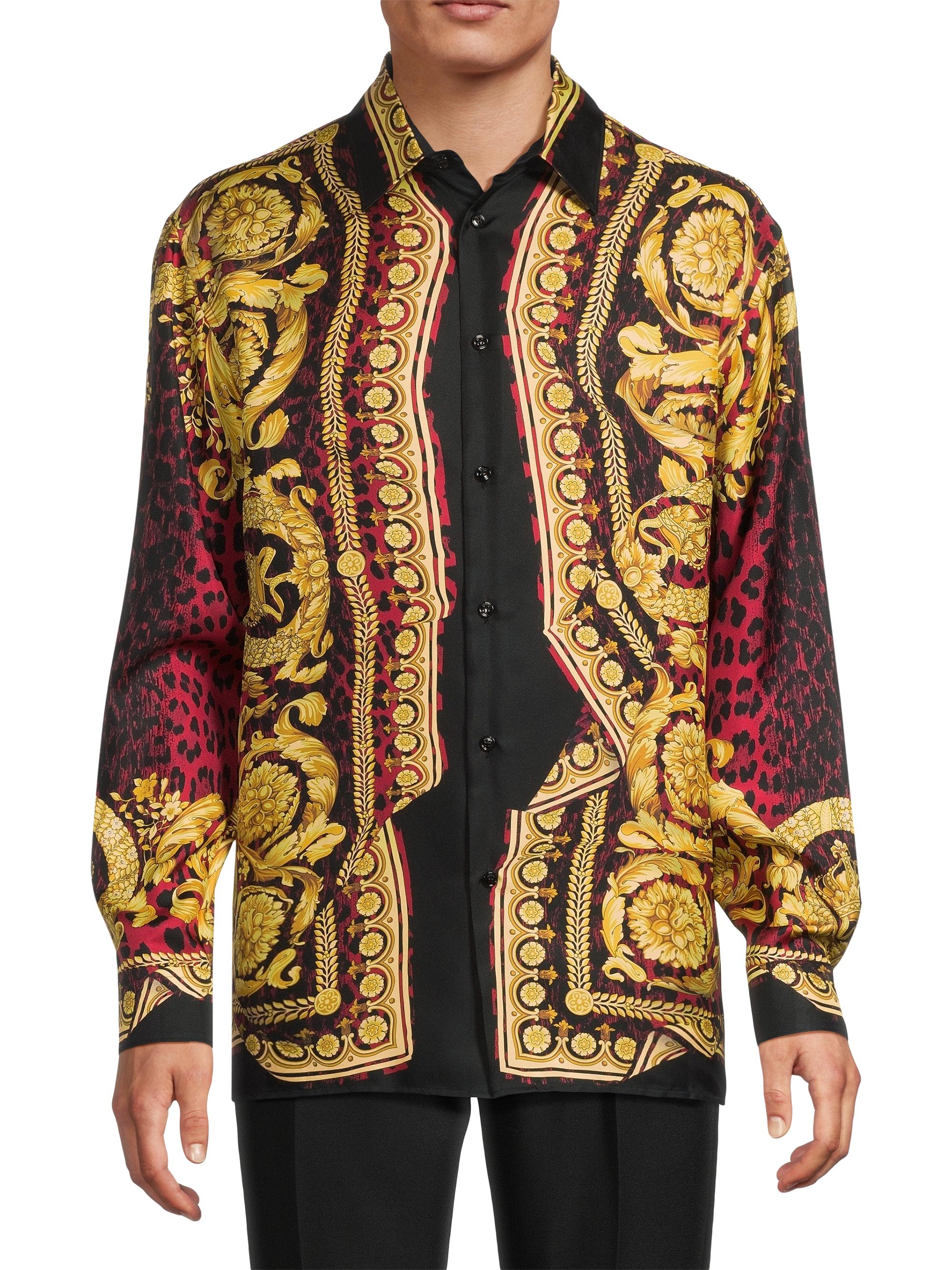 Versace Wild Barocco Print Silk Twill Shirt | Saks Fifth Avenue
