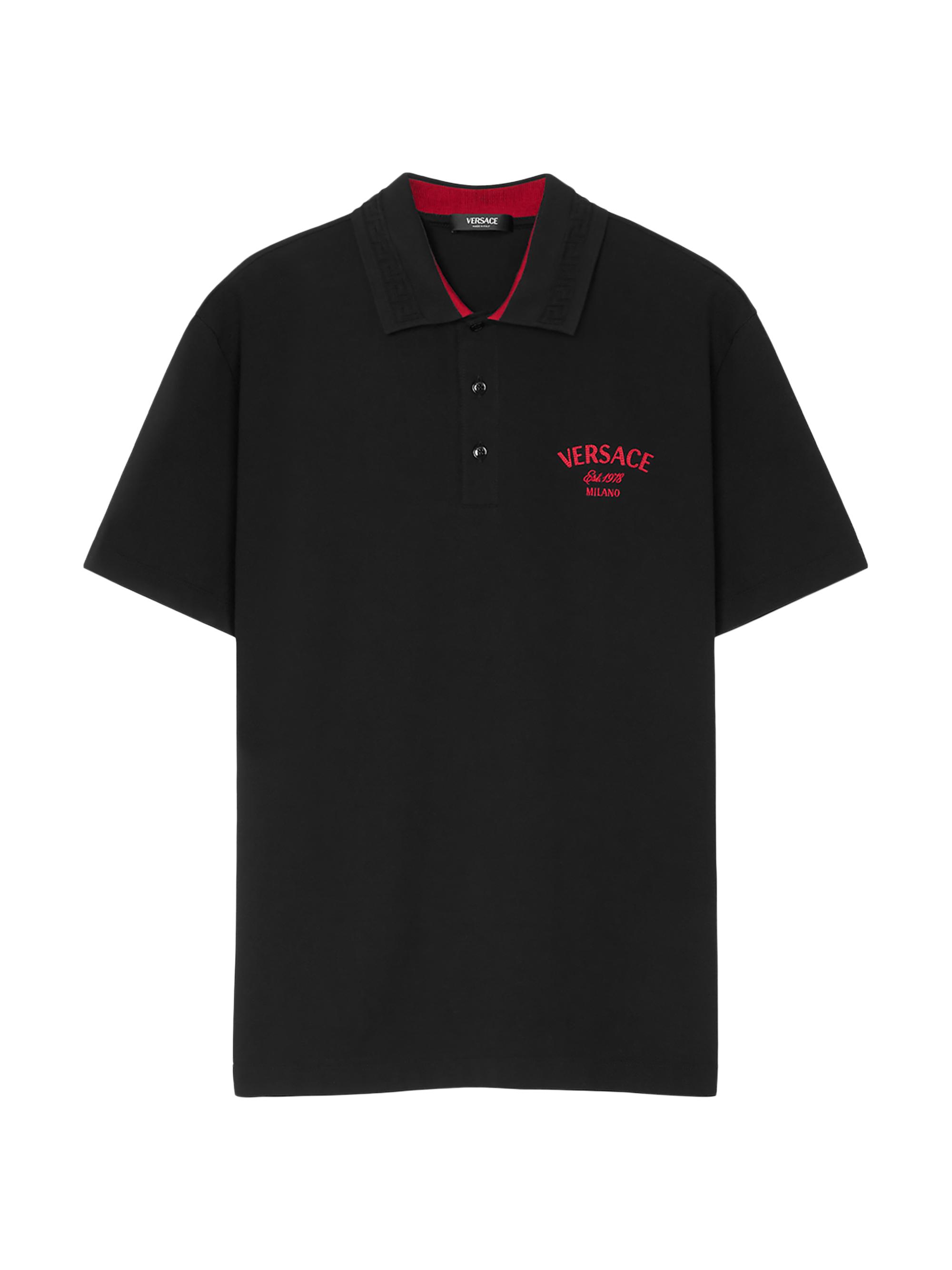 Versace Men's  Est. Embroidered Polo Shirt - Black