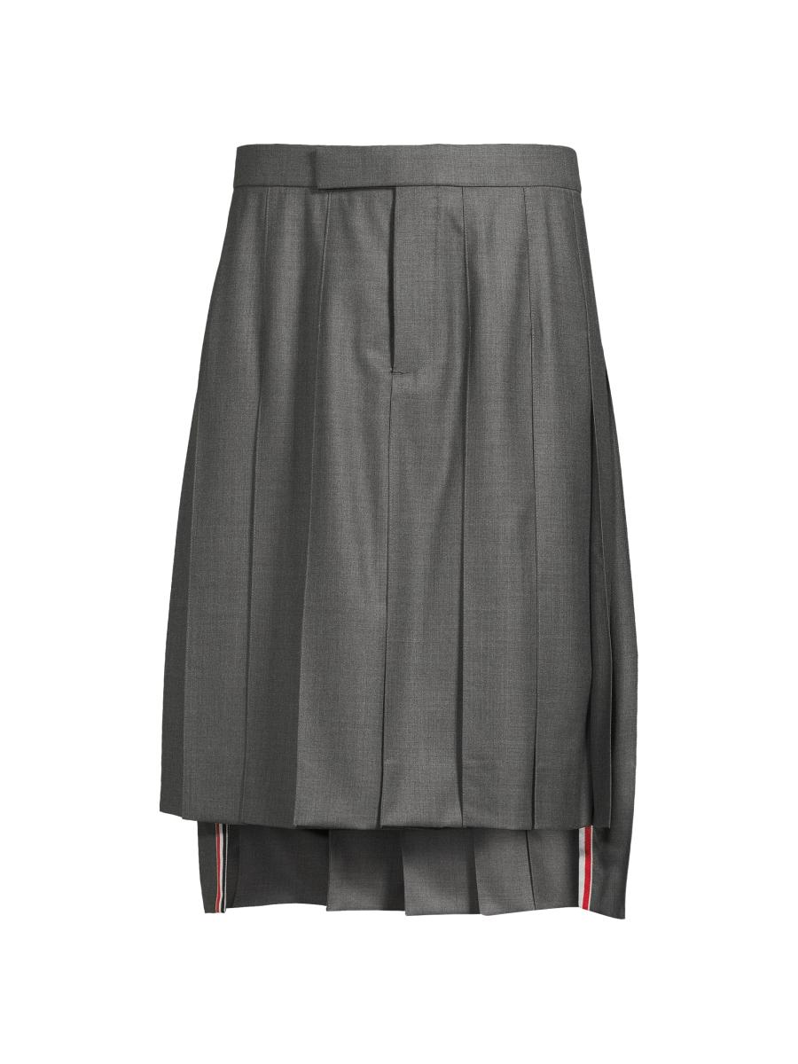 Thom Browne Men's Pleated Wool Twill Skirt In Gray
