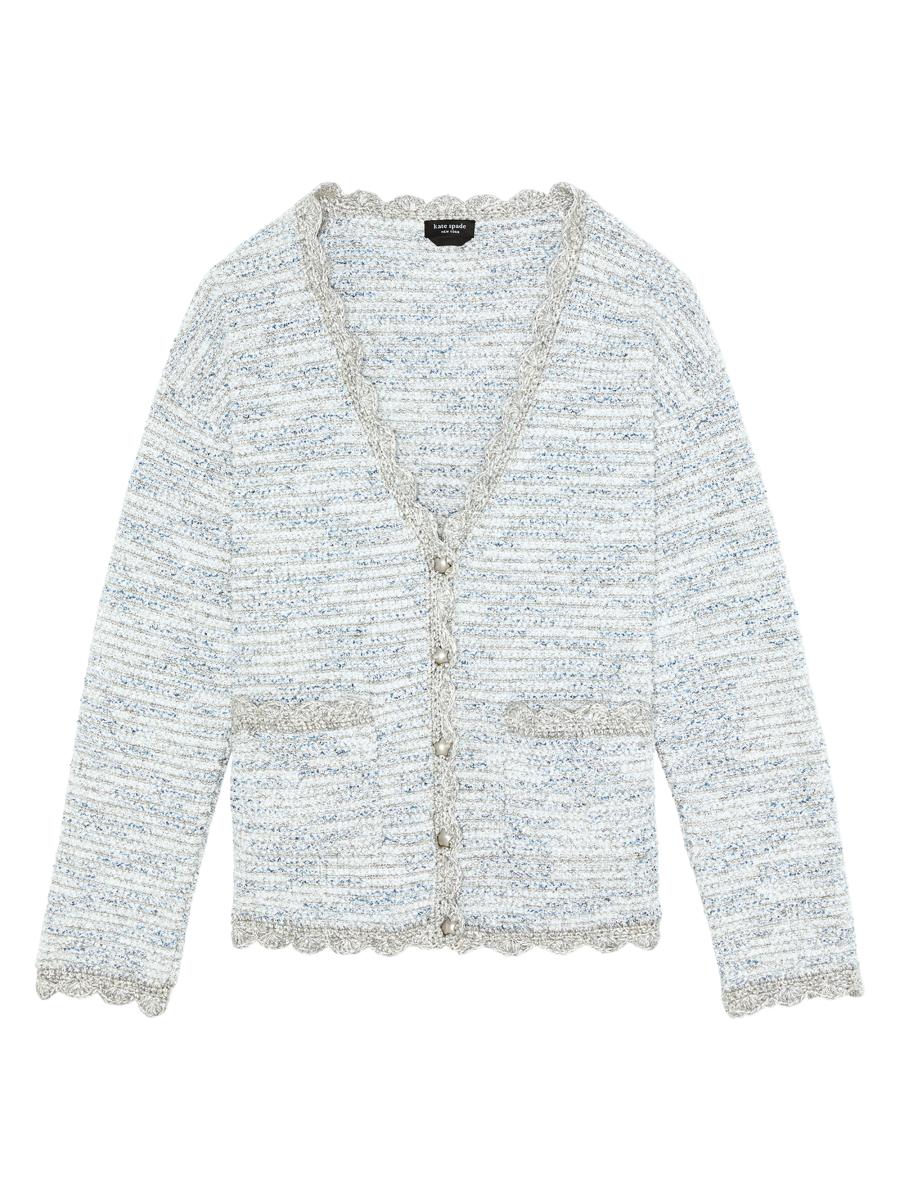 トップス DISCOVERED COCO TWEED KNIT CARDIGAN JKT kate spade new york Mainline Scalloped Tweed V-Neck Cardigan