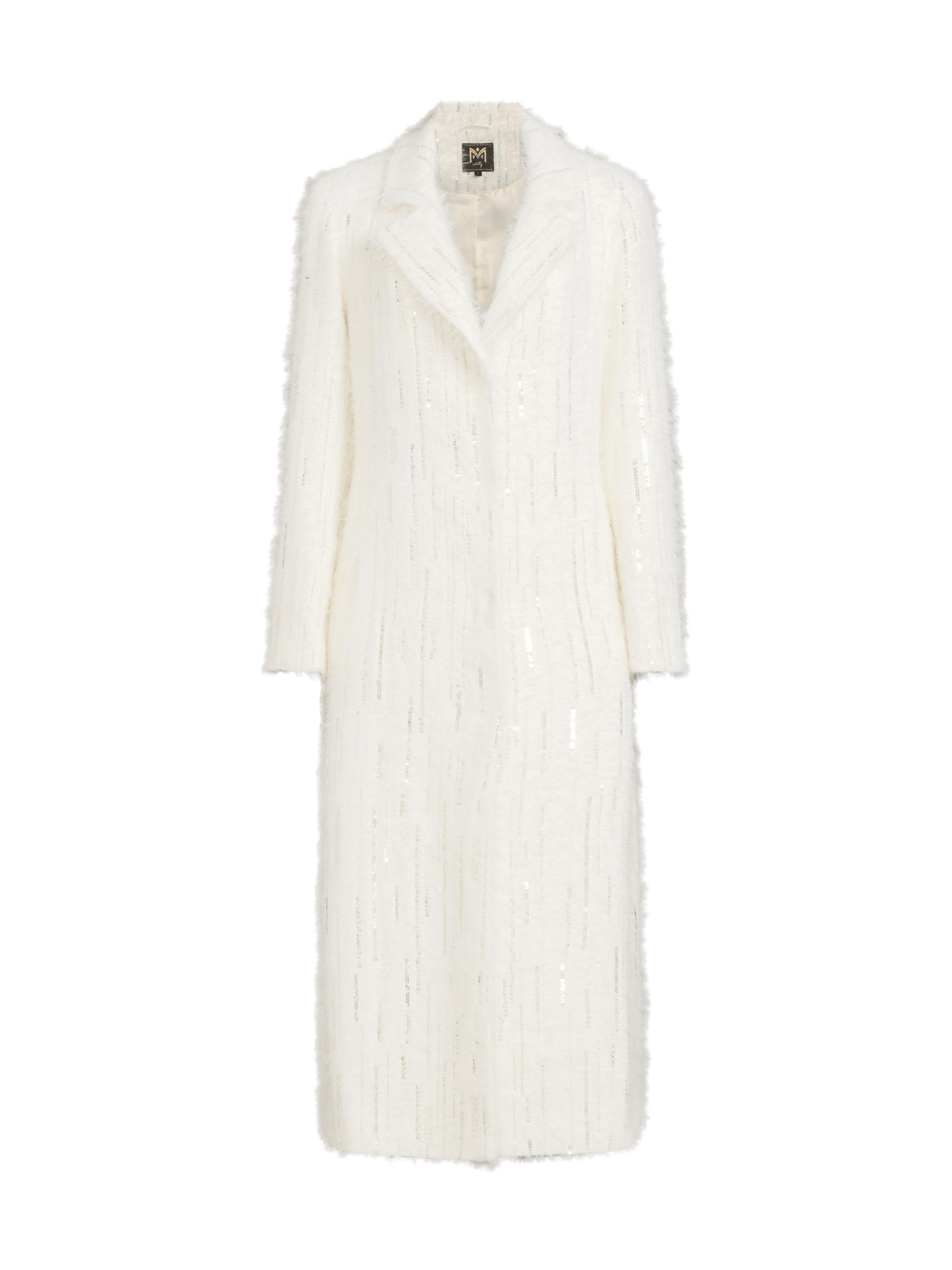 Milly Women's Embellished Faux Mohair Coat - Winter White