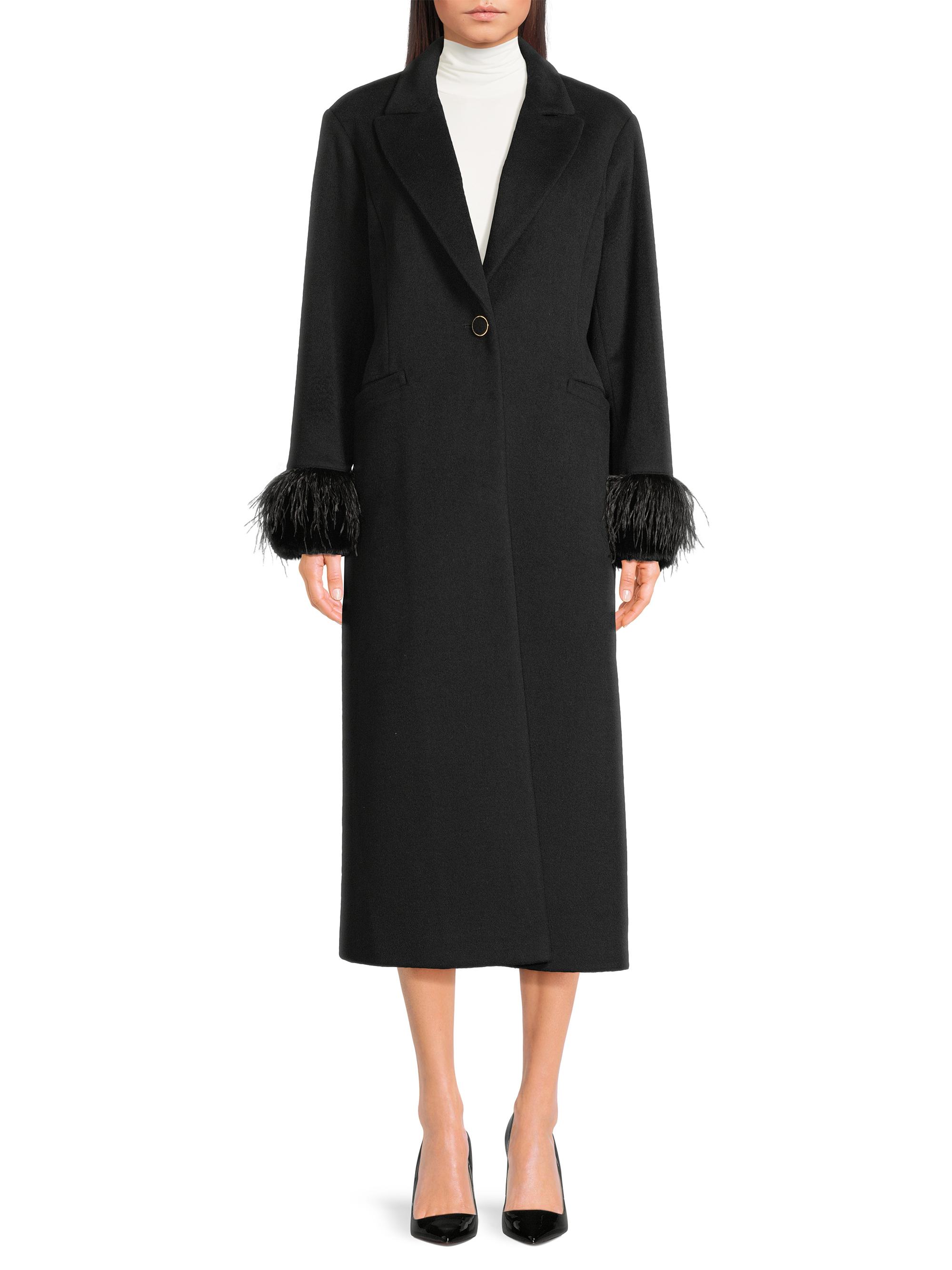 Milly Wool-Blend Faux-Feather-Trim Coat | Saks Fifth Avenue