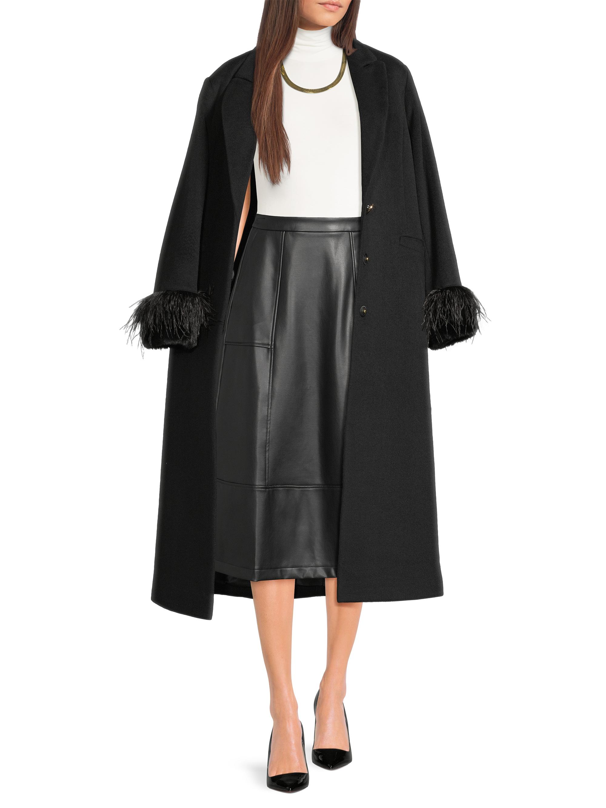 Milly Wool-Blend Faux-Feather-Trim Coat | Saks Fifth Avenue