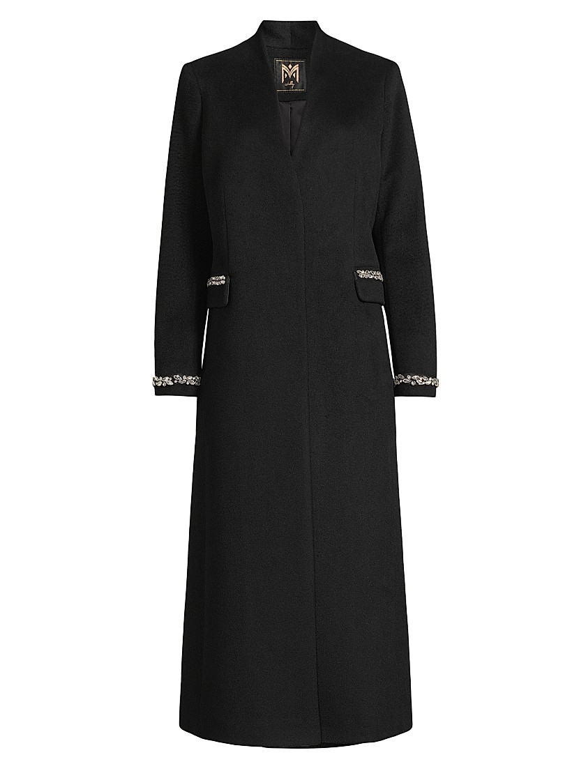 Shop Milly Embellished Trim Long Coat | Saks Fifth Avenue Shop Milly Embellished Trim Long Coat | Saks Fifth Avenue