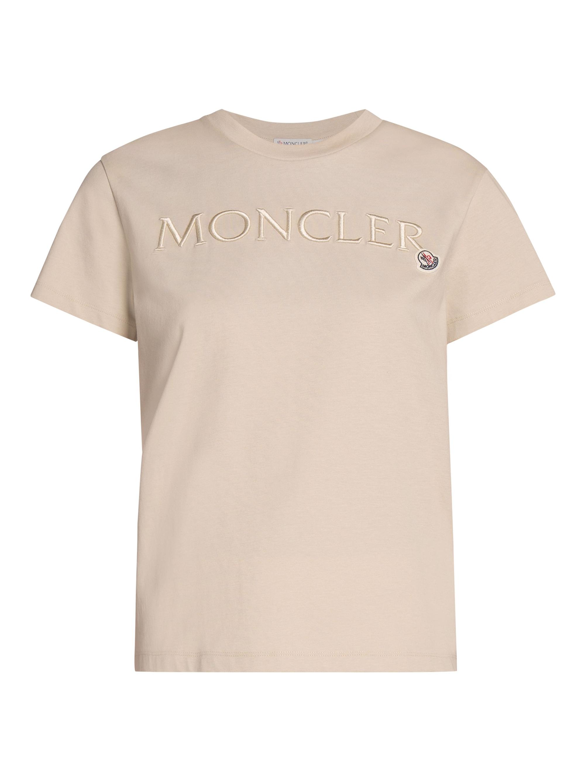 Moncler Women's Jersey Cotton Logo Short Sleeve Shirt - Off White