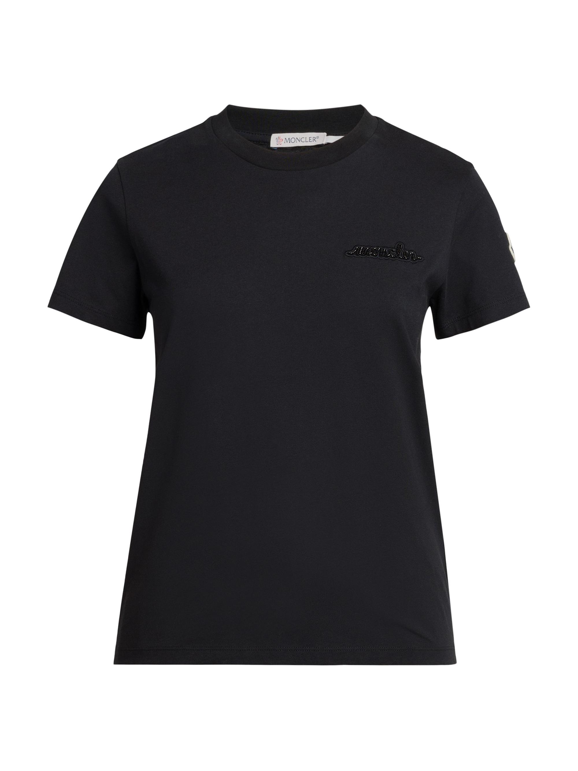 Moncler Women's Cotton Beaded Logo T-Shirt - Black