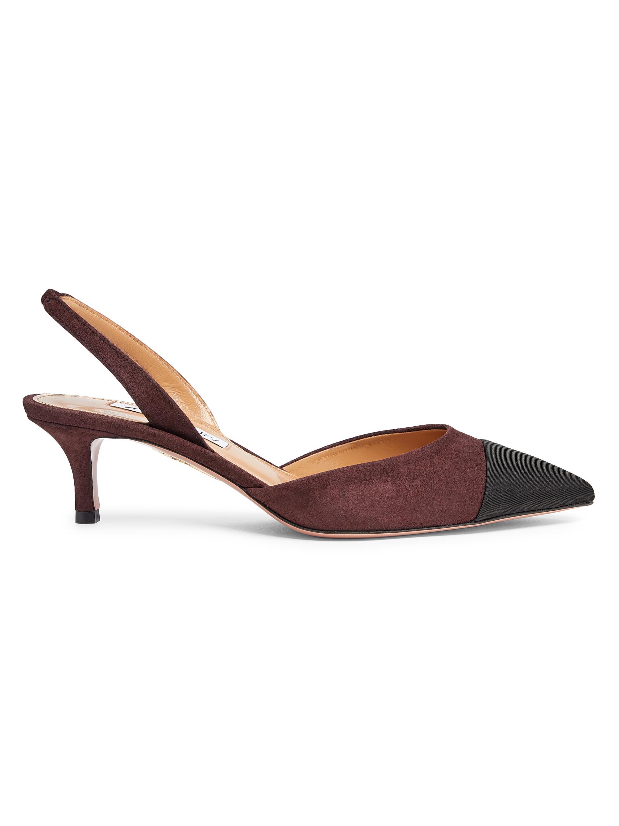 Aquazzura Women's Milanese 50MM Suede Slingback Pumps - Espresso Black