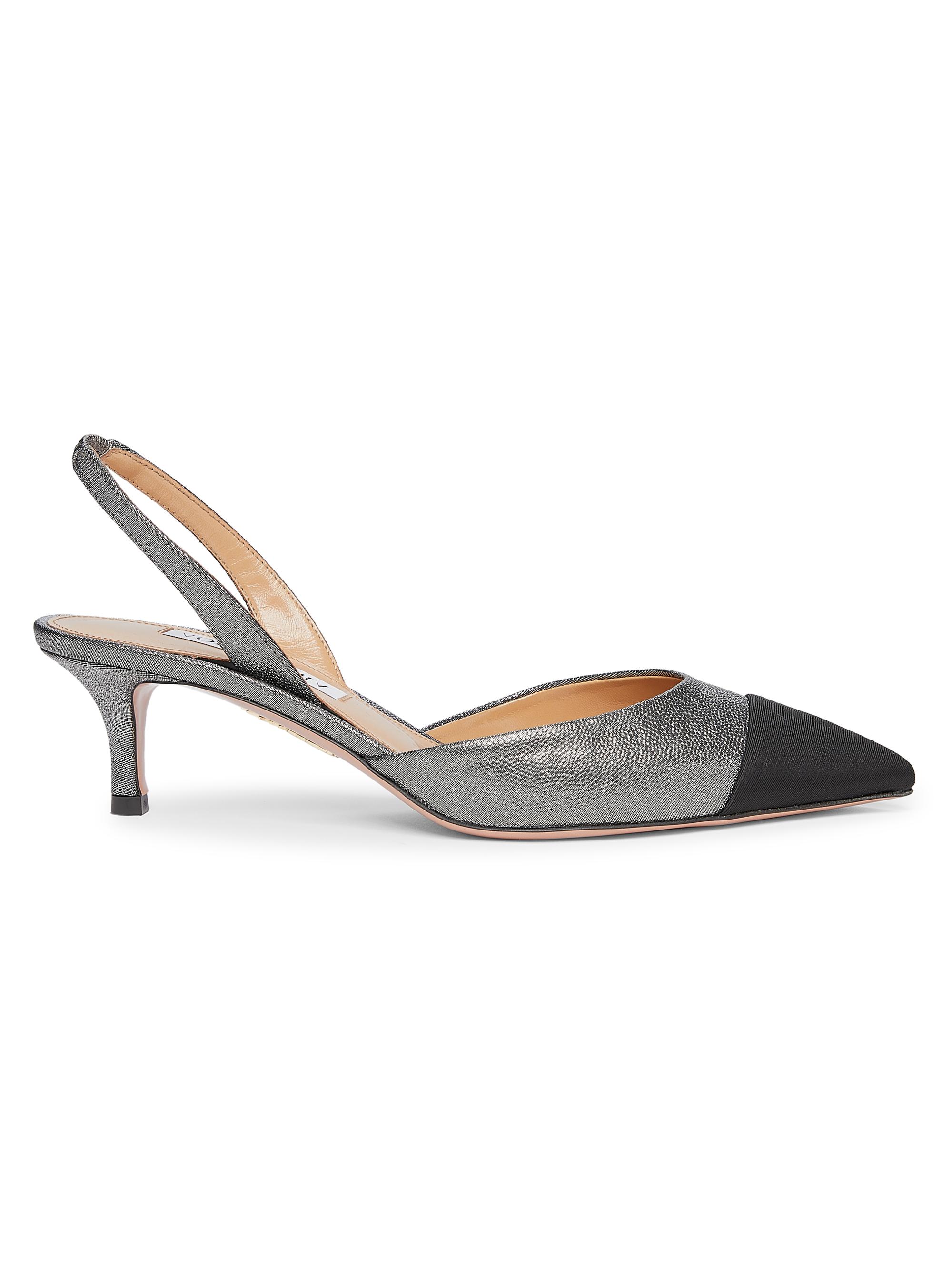 Aquazzura Women's Milanese 50MM Slingback Pumps - Gunmetal Black