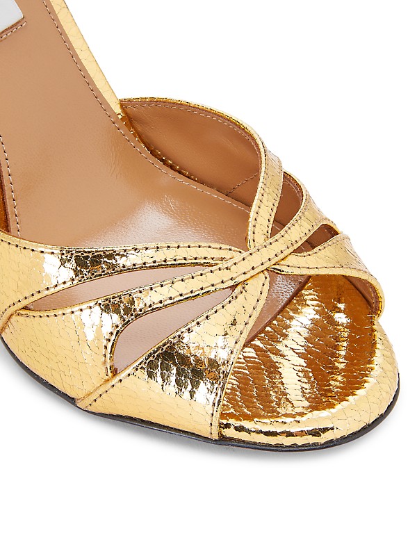 Shop Aquazzura Moves 105MM Snake-Embossed Leather Sandals Shop Aquazzura Moves 105MM Snake-Embossed Leather Sandals