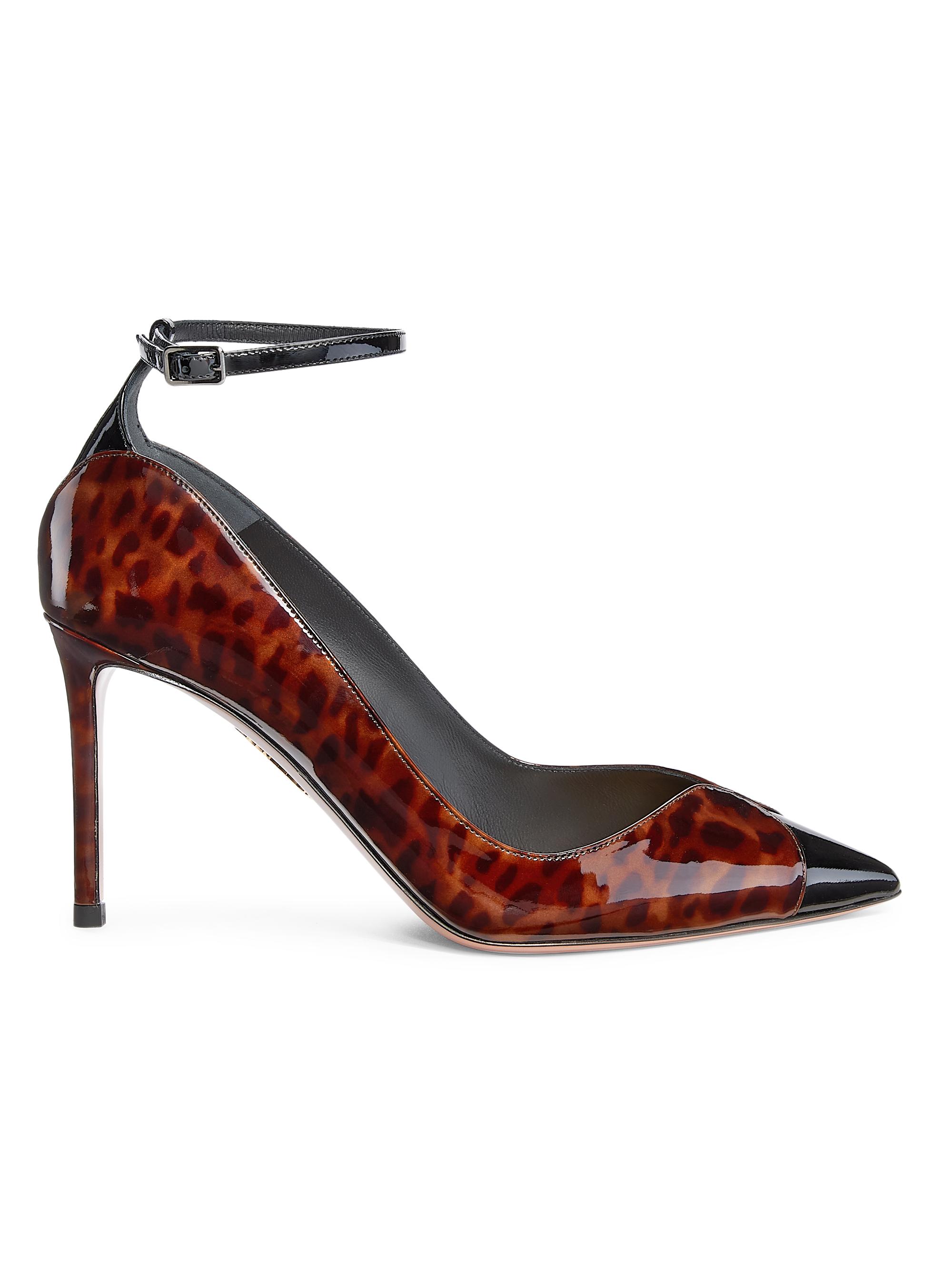 Aquazzura Women's Pinot 5MM Patent Leather Pumps - Tortoiseshell Black