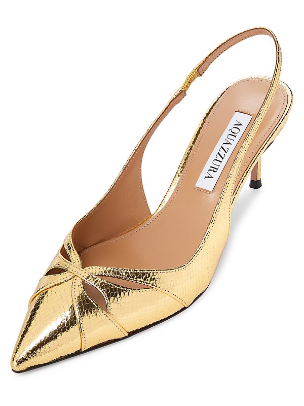 Shop Aquazzura Moves 65MM Snake-Embossed Metallic Leather Shop Aquazzura Moves 65MM Snake-Embossed Metallic Leather