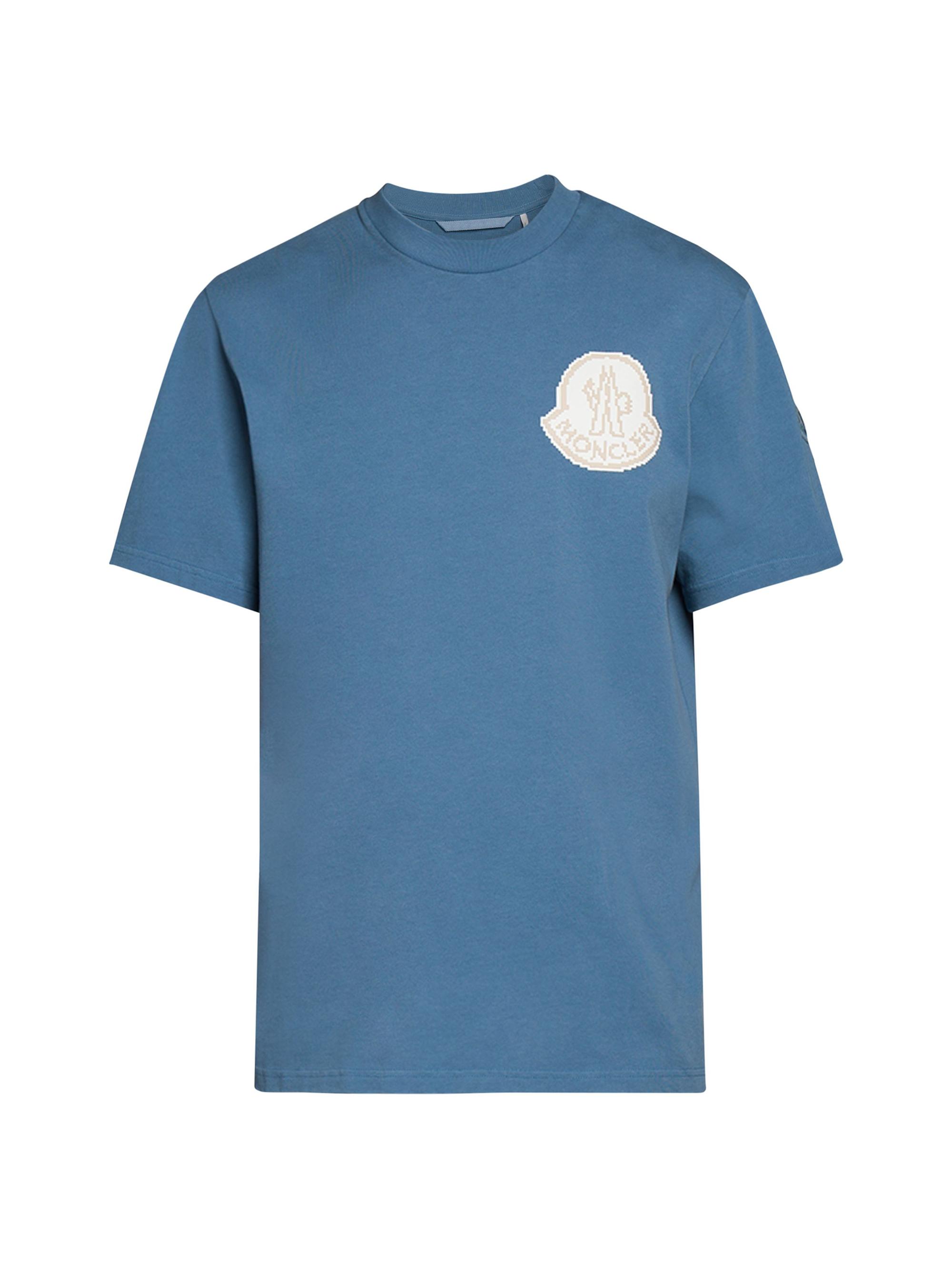 Moncler Men's Heavy Cotton Logo T-Shirt - Light Blue