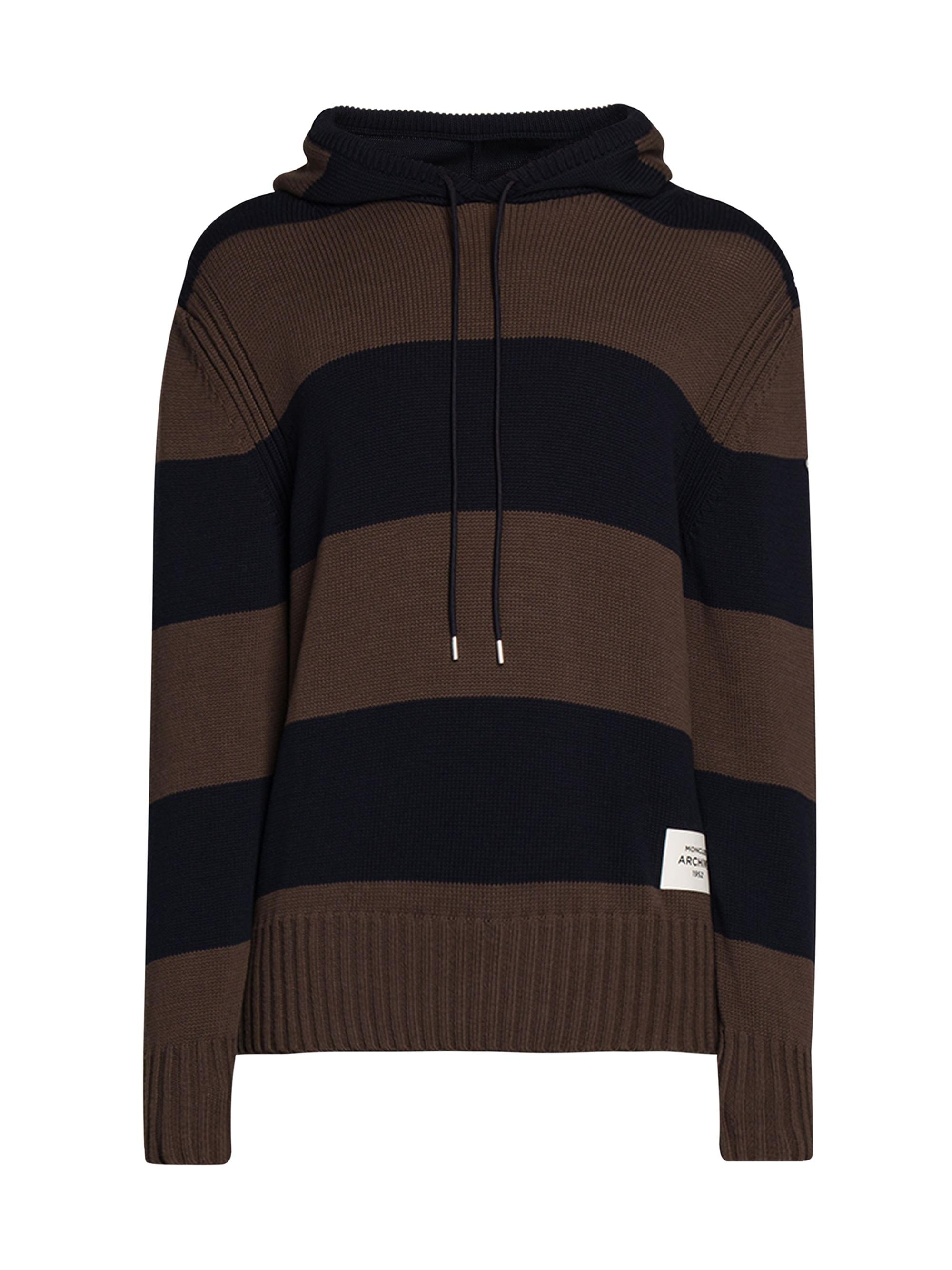 Moncler Men's Striped Cotton Hoodie - Blue Brown
