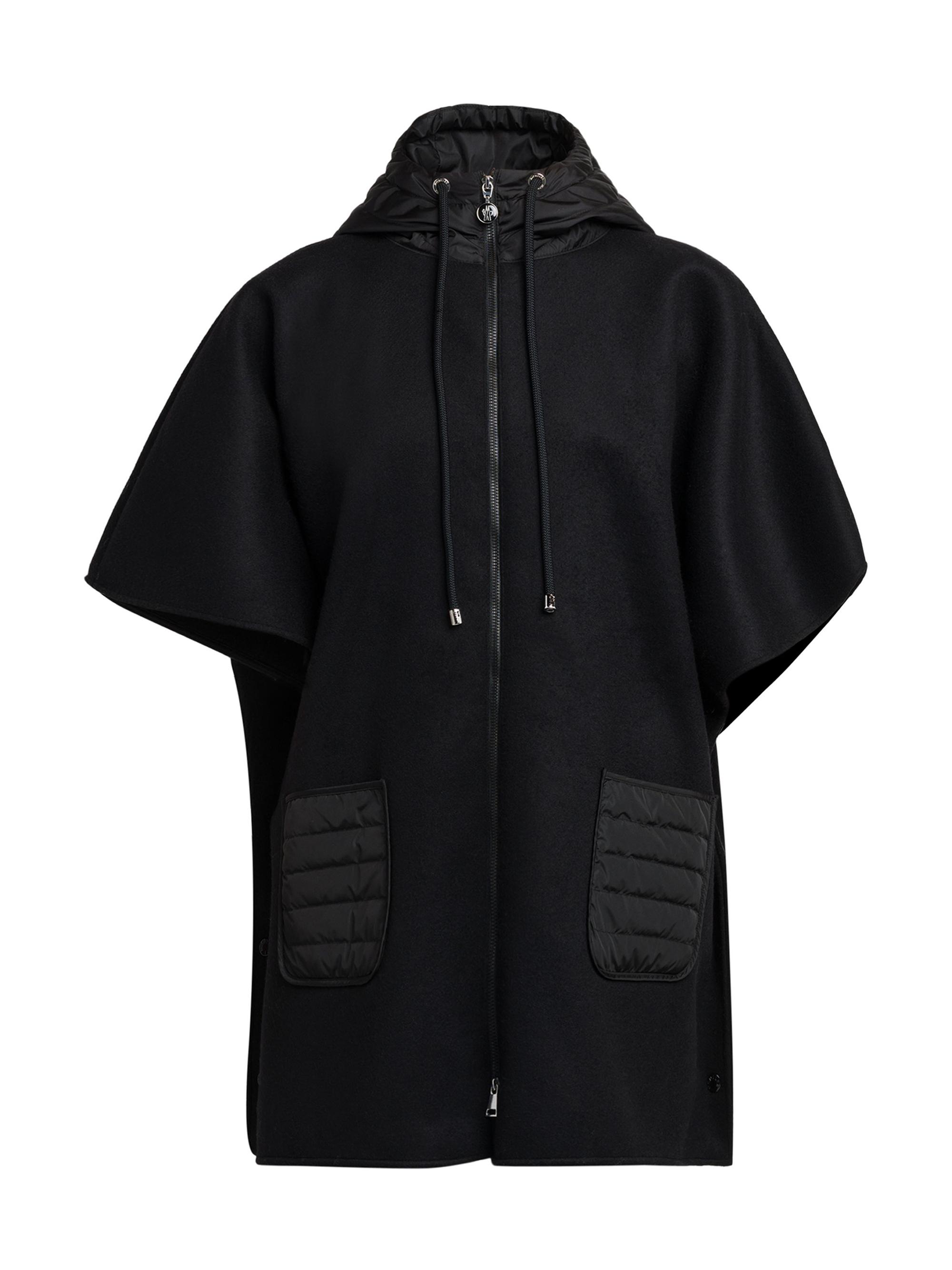 Moncler Women's Zip Front Wool Cape - Black