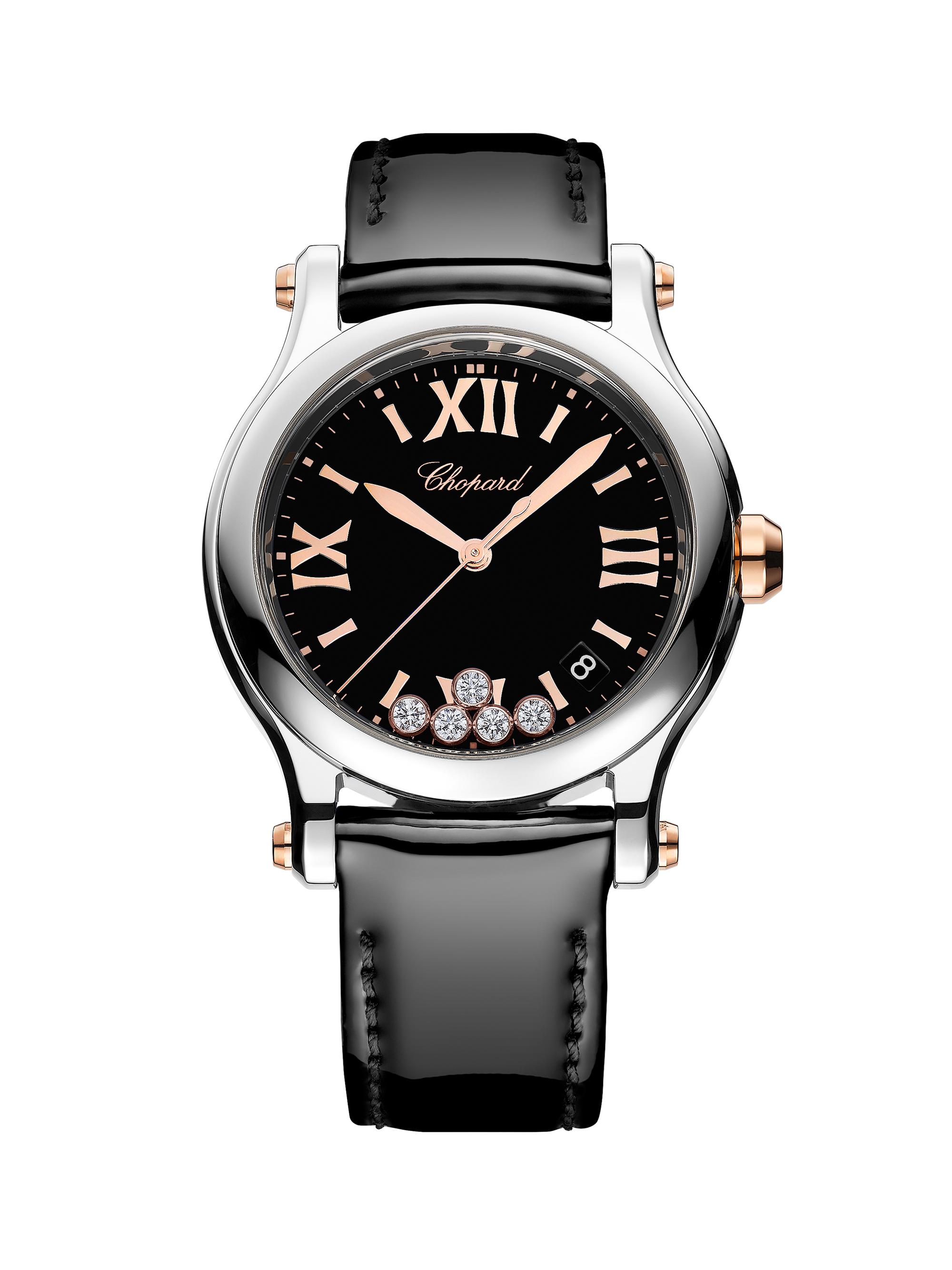 Chopard Women's Happy Sport 18K Rose Gold, Stainless Steel, 0.24 TCW Diamond & Leather-Strap Watch/36MM - Rose Gold