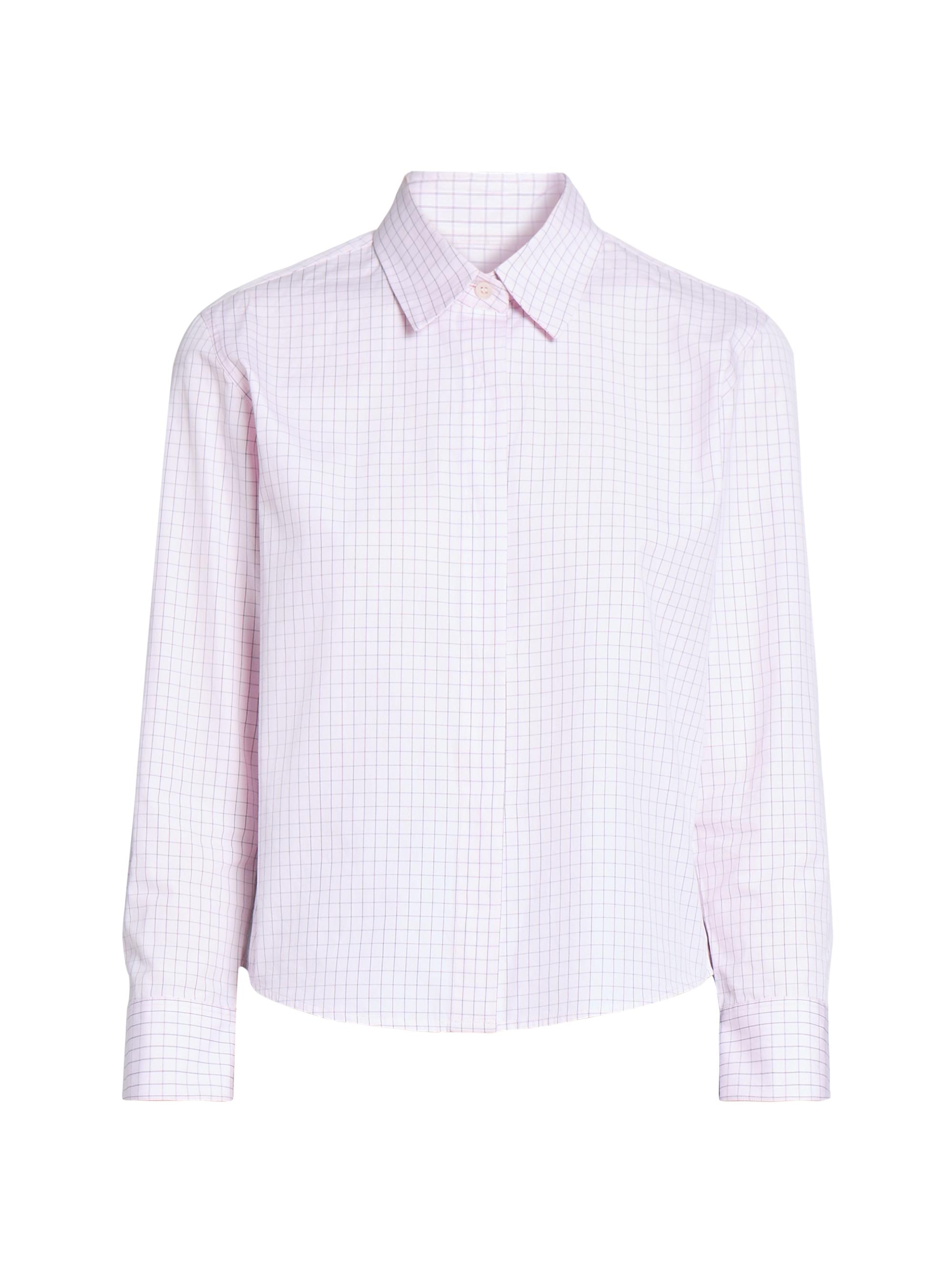 Dries Van Noten Women's Clavini Grid Cotton Poplin Shirt - Pink