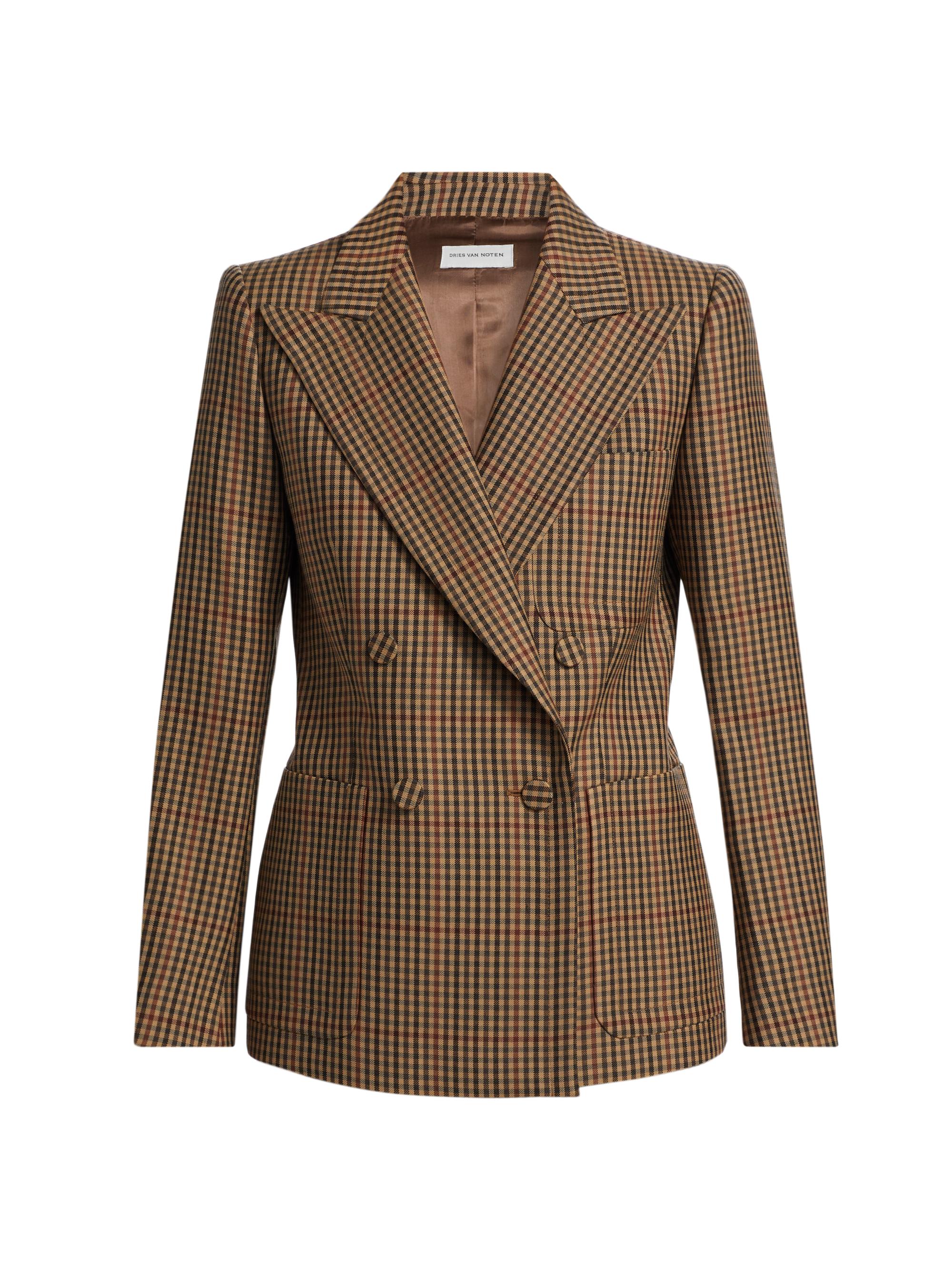 Dries Van Noten Women's Beaume Plaid Wool Blazer - Rust