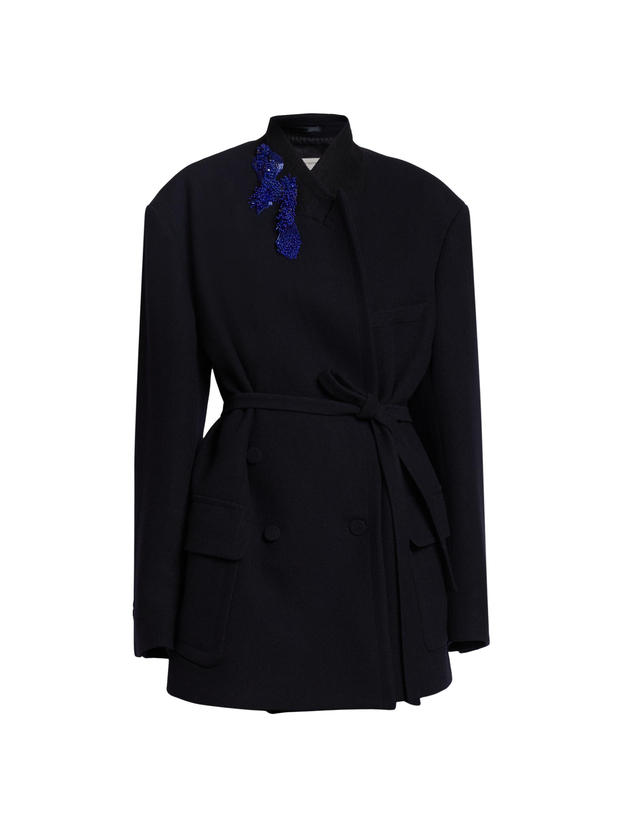 Dries Van Noten Women's Bless Embellished Wool Double-Breasted Jacket - Navy
