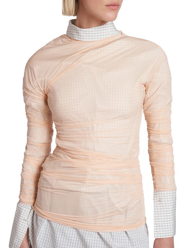 Shop Dries Van Noten Hoan Ruched Mesh Top | Saks Fifth Avenue Shop Dries Van Noten Hoan Ruched Mesh Top | Saks Fifth Avenue