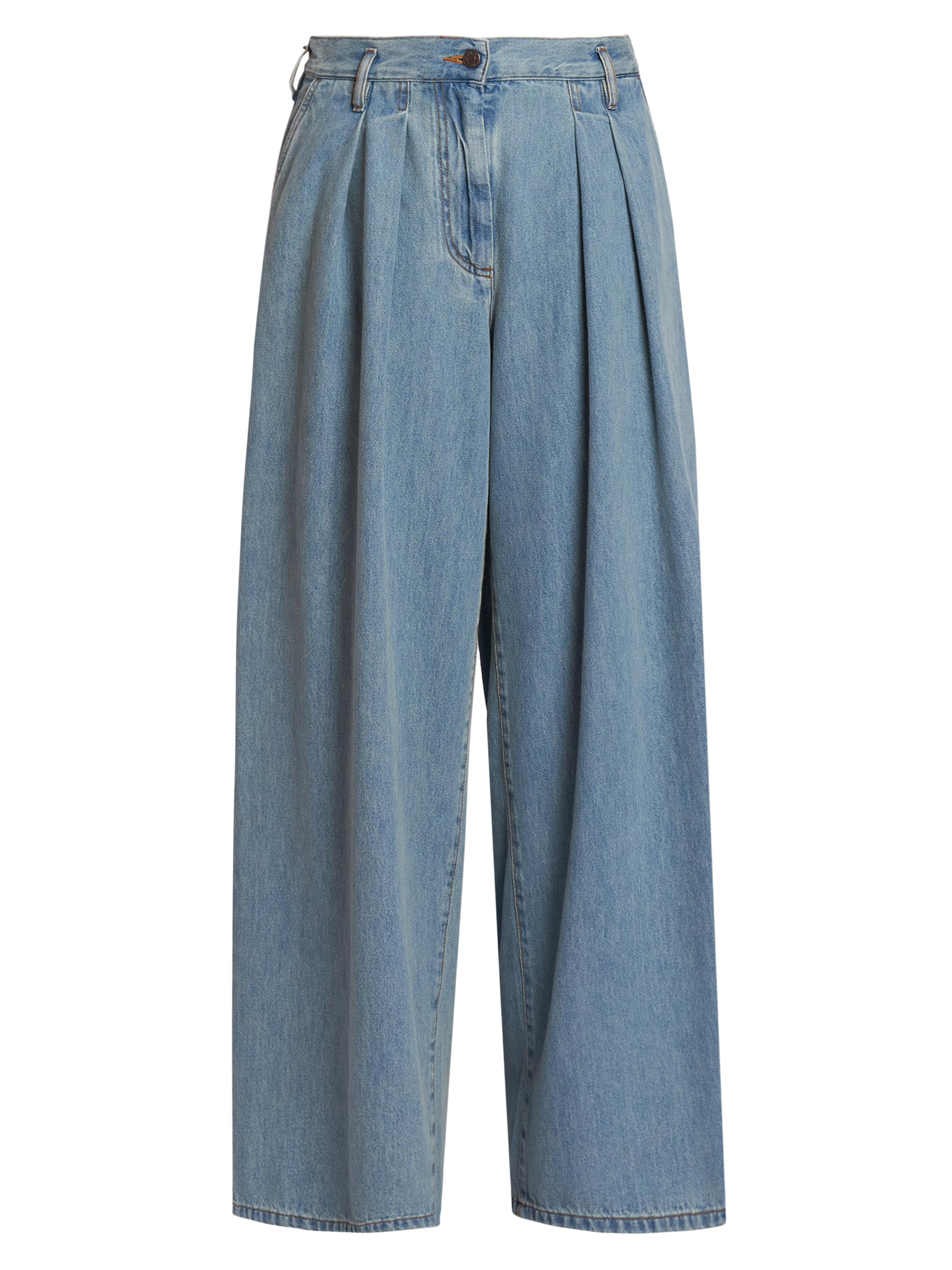 Dries Van Noten Women's Pamplona Pleated Denim Pants - Ice Blue
