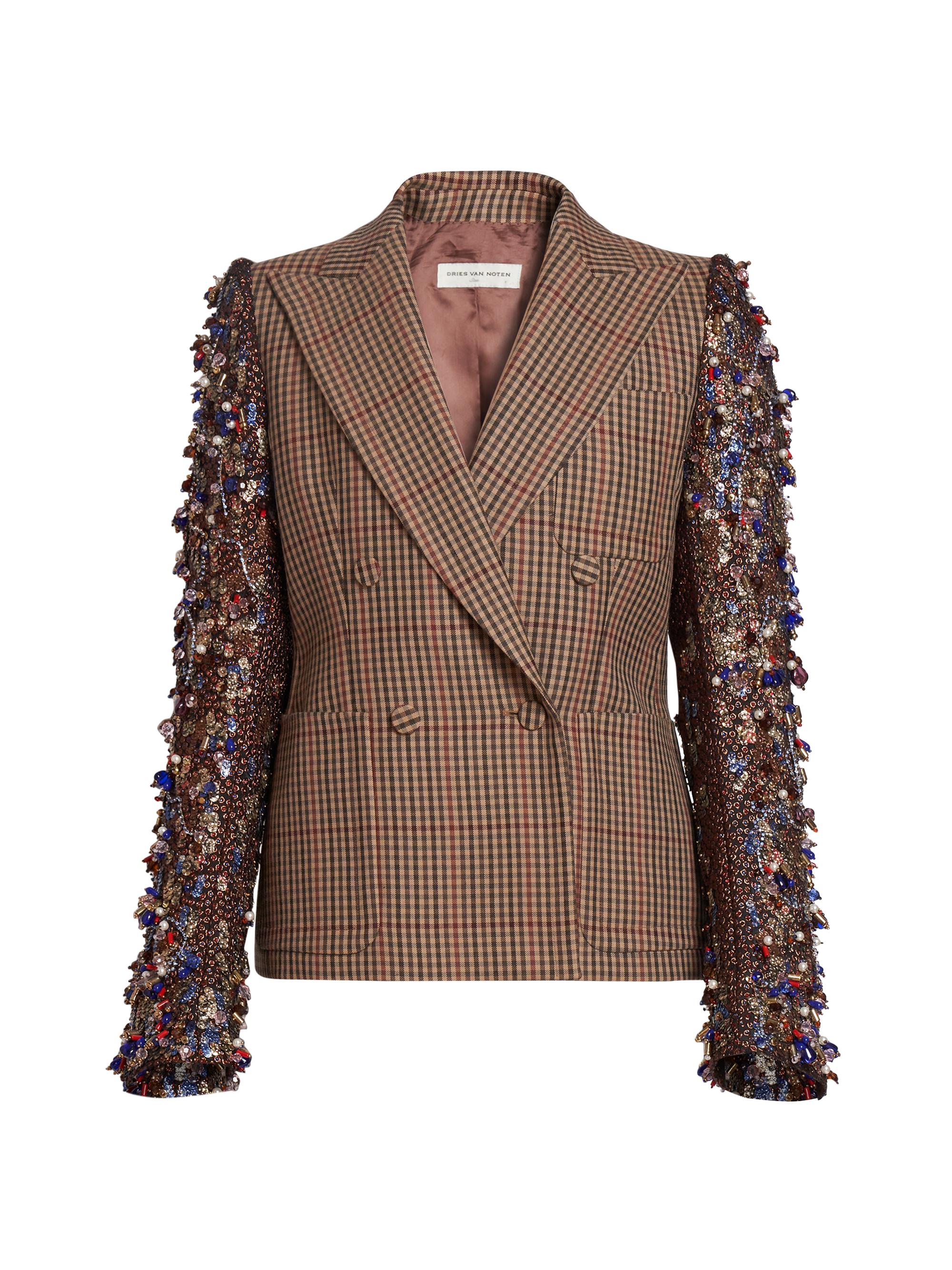 Dries Van Noten Women's Beaume Beaded & Sequined Double-Breasted Jacket - Rust