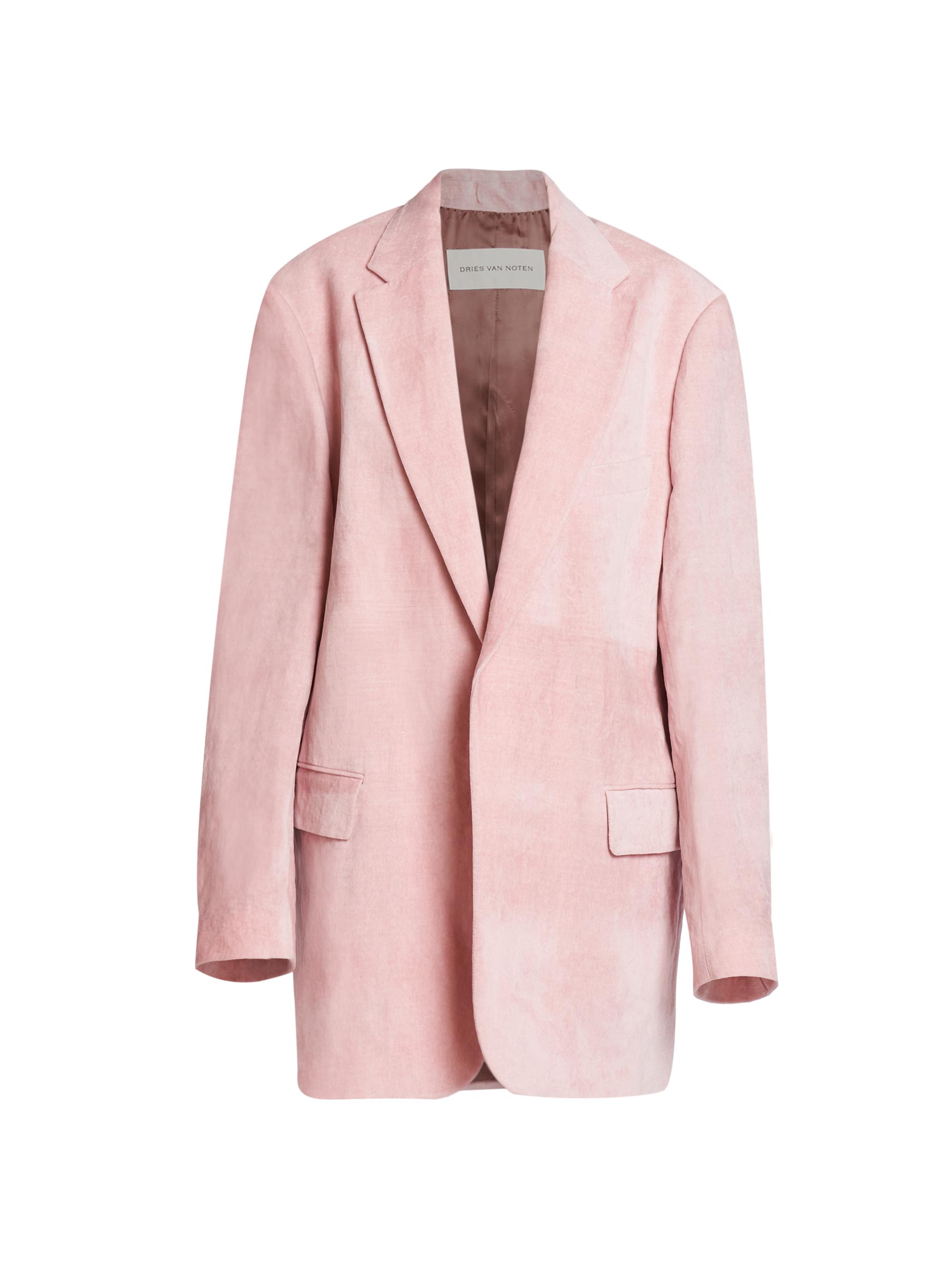 Dries Van Noten Women's Blur Washed Cotton-Blend Long Jacket - Light Pink