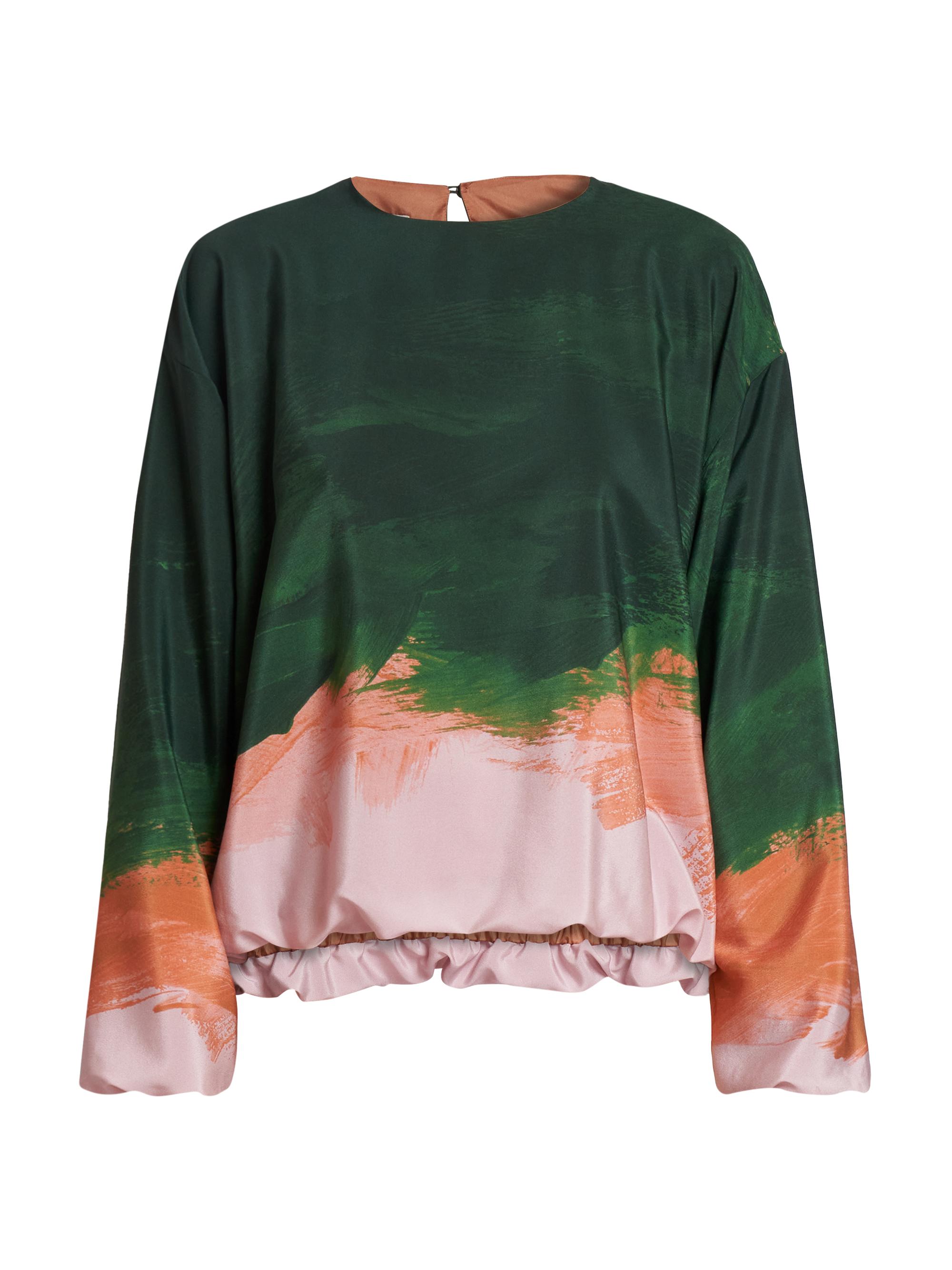 Dries Van Noten Women's Capo Stretch-Silk Bubble Pullover - Green