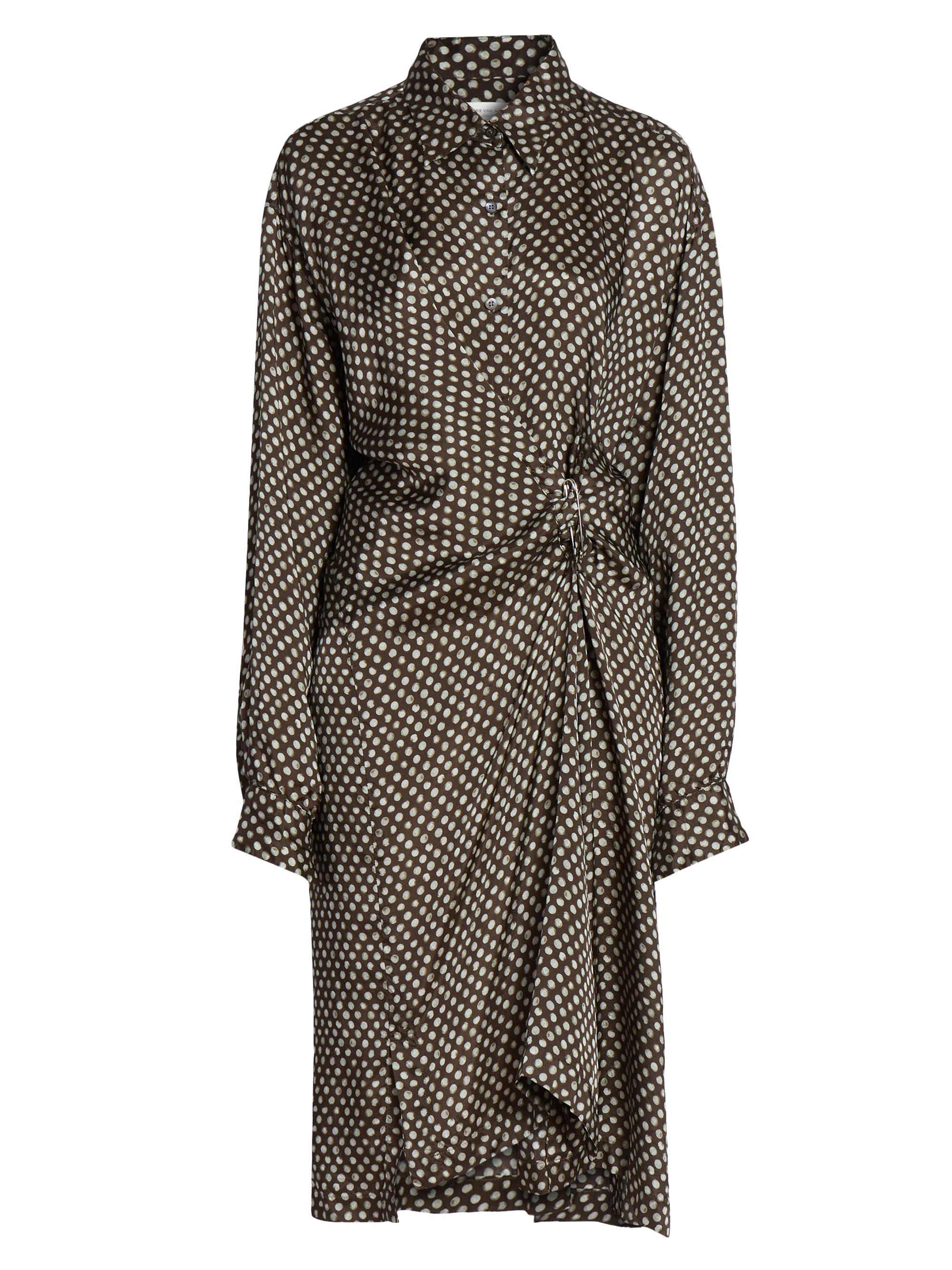 Dries Van Noten Women's Delicks Gathered Polka Dot Dress - Dark Brown