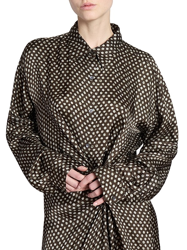 Shop Dries Van Noten Delicks Gathered Polka Dot Dress | Saks Shop Dries Van Noten Delicks Gathered Polka Dot Dress | Saks