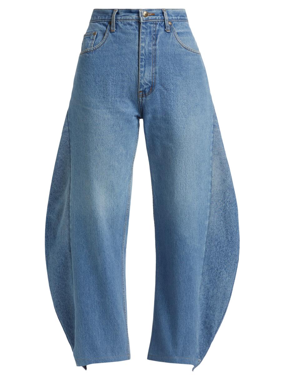 【AAKE】CUT-OFF WIDE DENIM A.W.A.K.E. Mode High-Rise Barrel-Leg Jeans | Saks Fifth Avenue