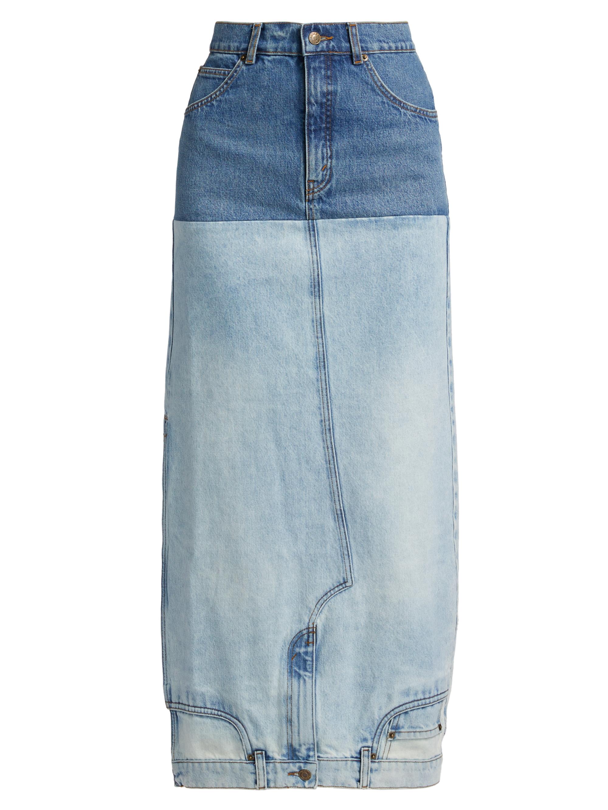 A.W.A.K.E. Mode Mirror-Effect Denim Maxi Skirt | Saks Fifth Avenue