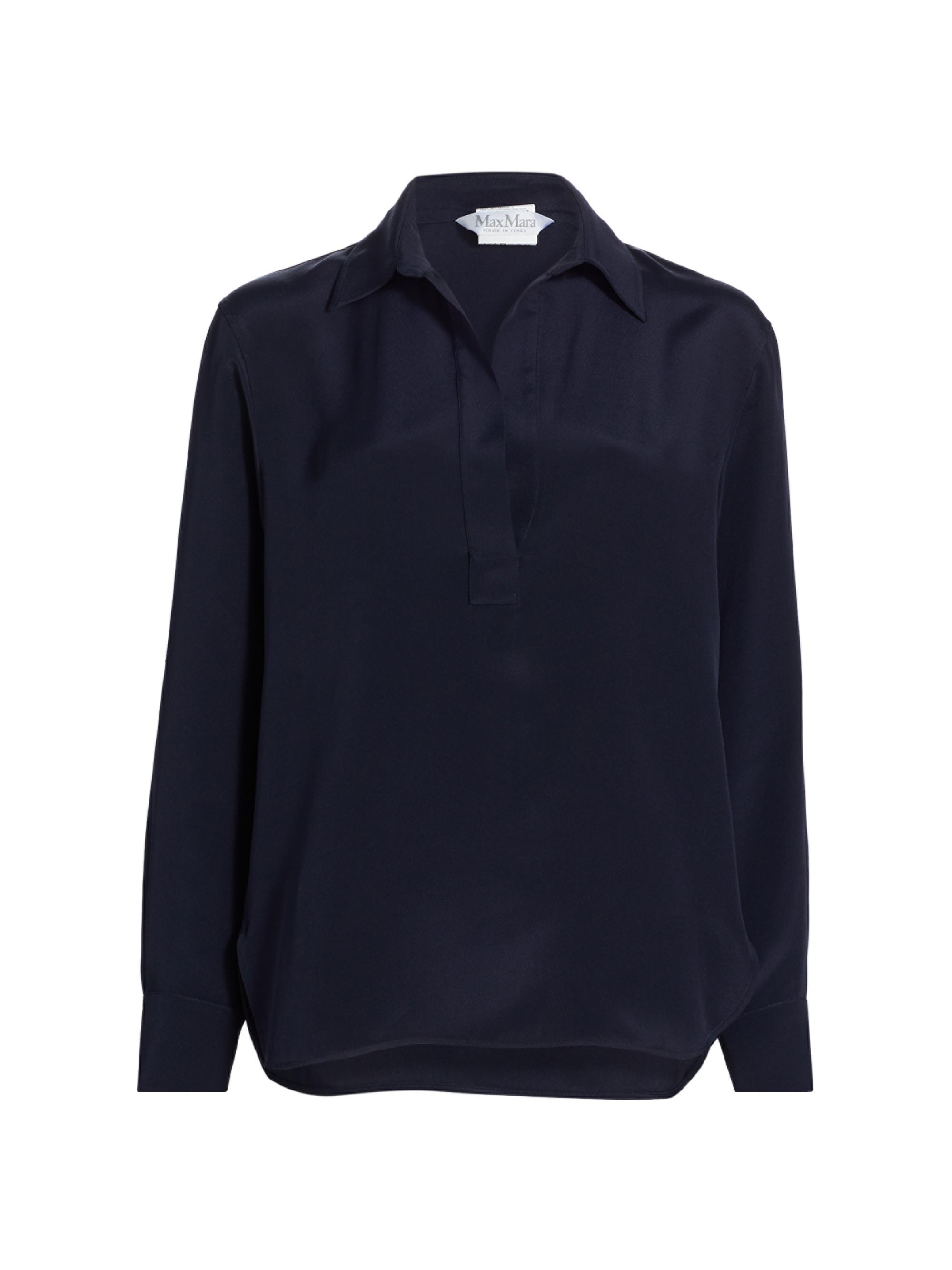 Max Mara Women's Zanzero Silk Long-Sleeve Shirt - Ultramarine