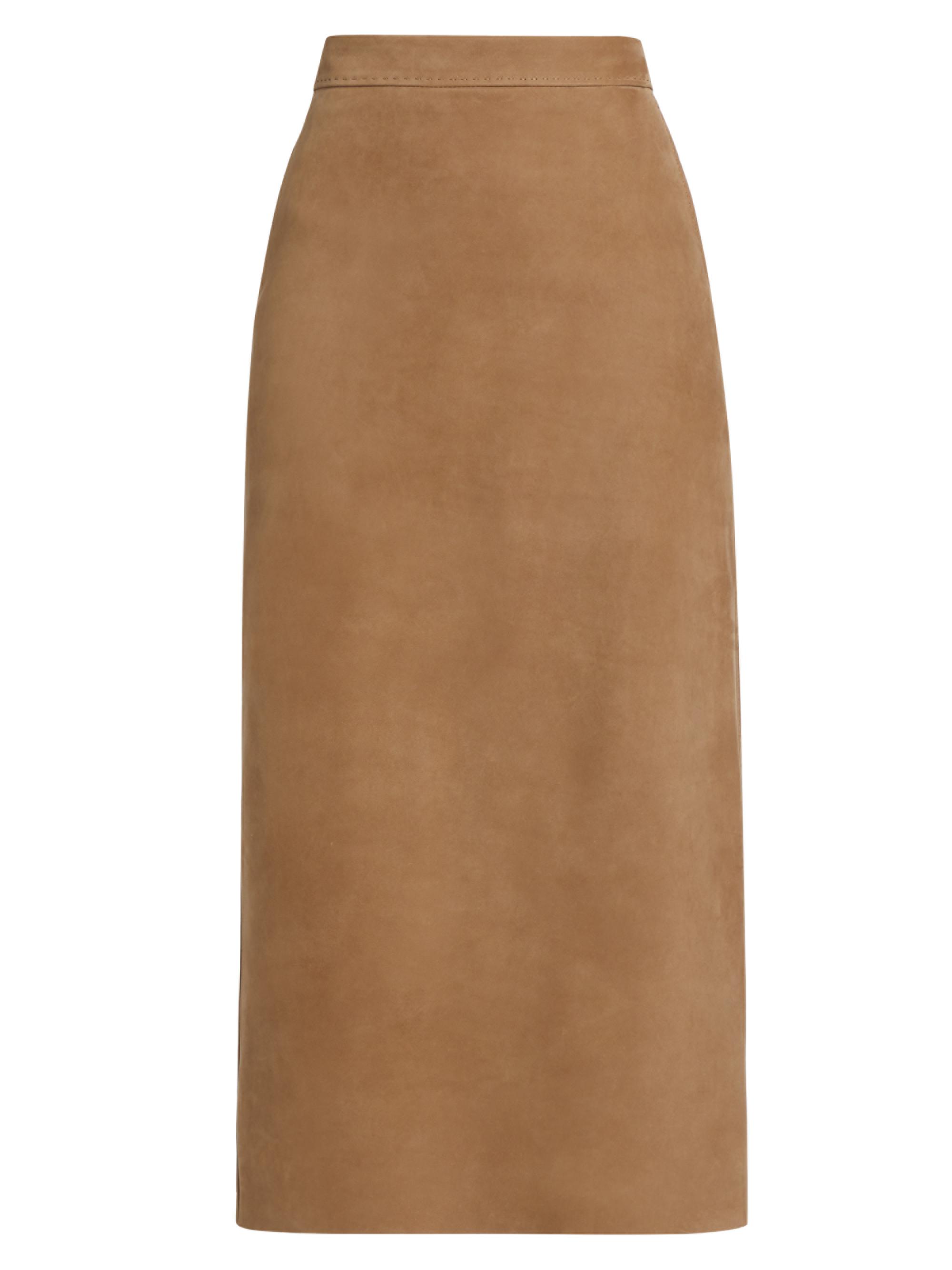 Max Mara Women's Calcio Suede Pencil Maxi Skirt - Turtledove
