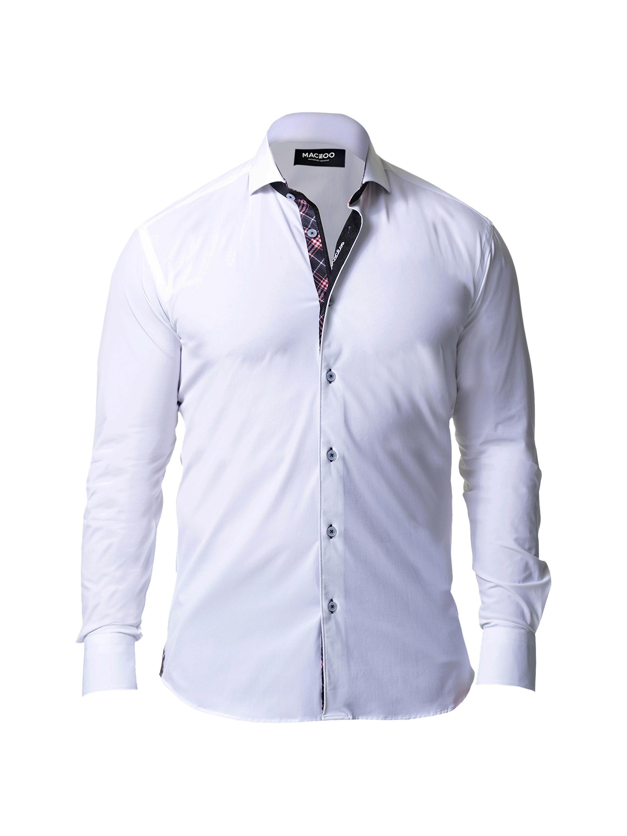Maceoo Men's Wall Street Check Performance Shirt - White