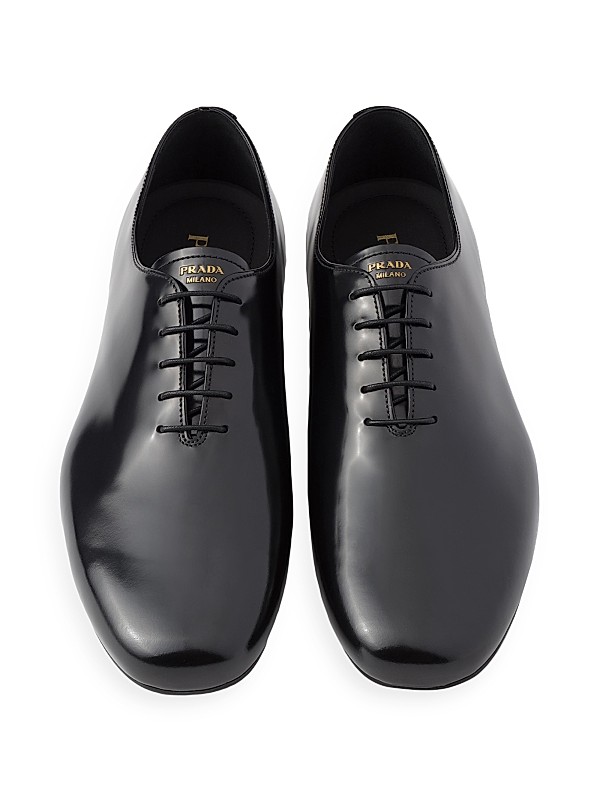 Shop Prada Brushed Leather Lace-Up Shoes | Saks Fifth Avenue Shop Prada Brushed Leather Lace-Up Shoes | Saks Fifth Avenue