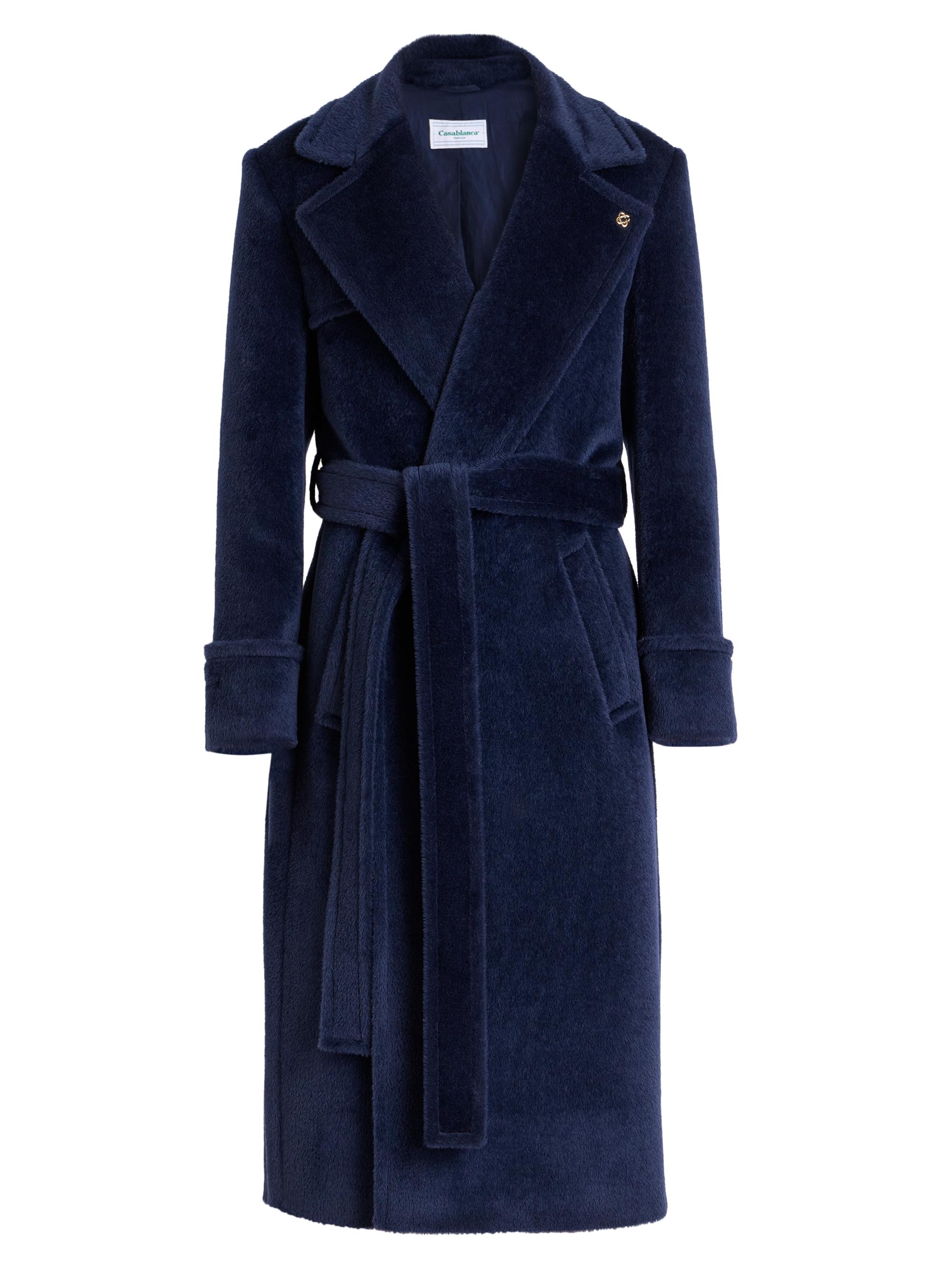 Casablanca Men's Venus As A Boy Alpaca & Wool-Blend Tie-Waist Trench Coat - Navy