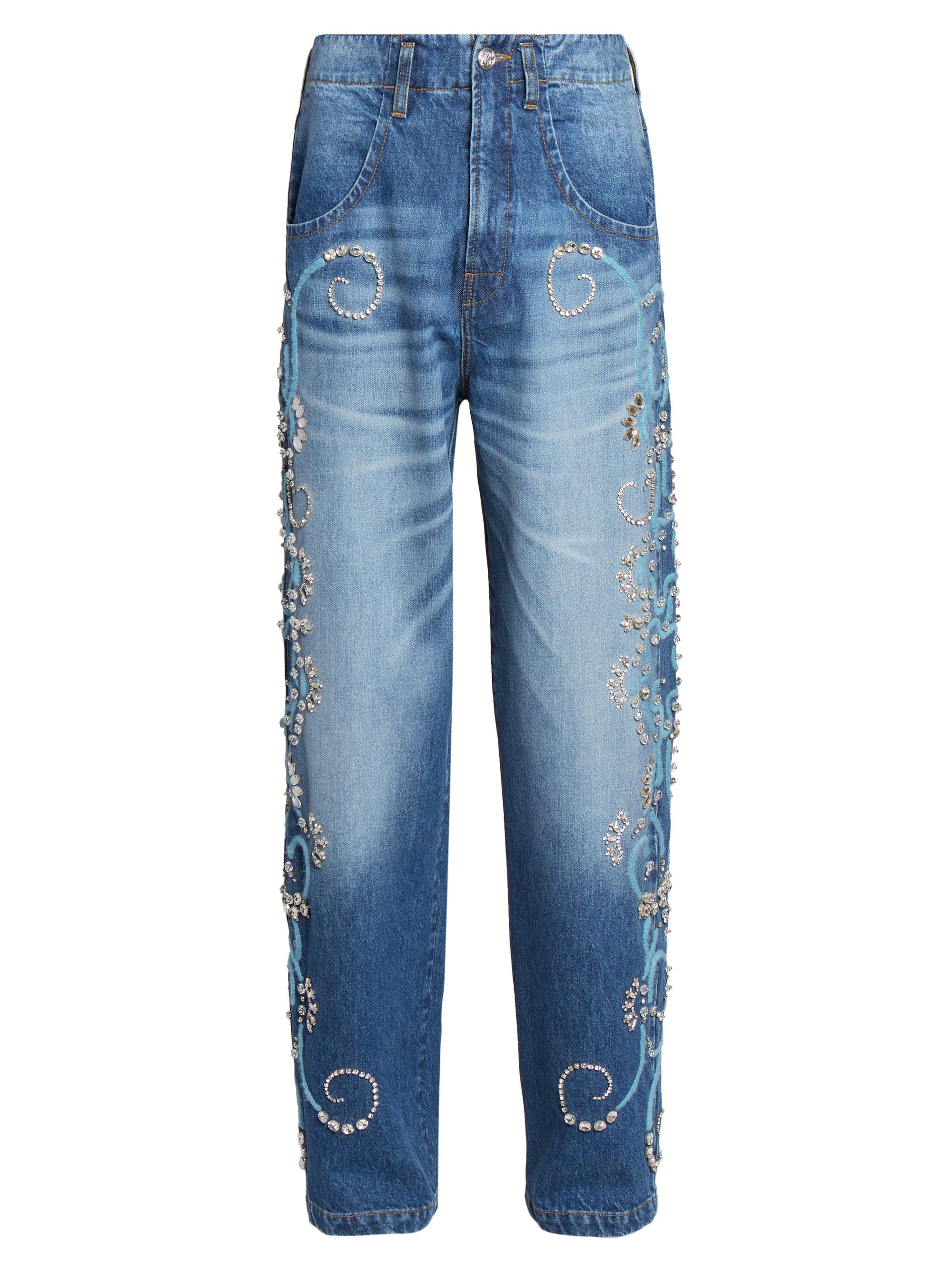 Bluemarble Embroidered Embellished Baggy Jeans Saks Fifth