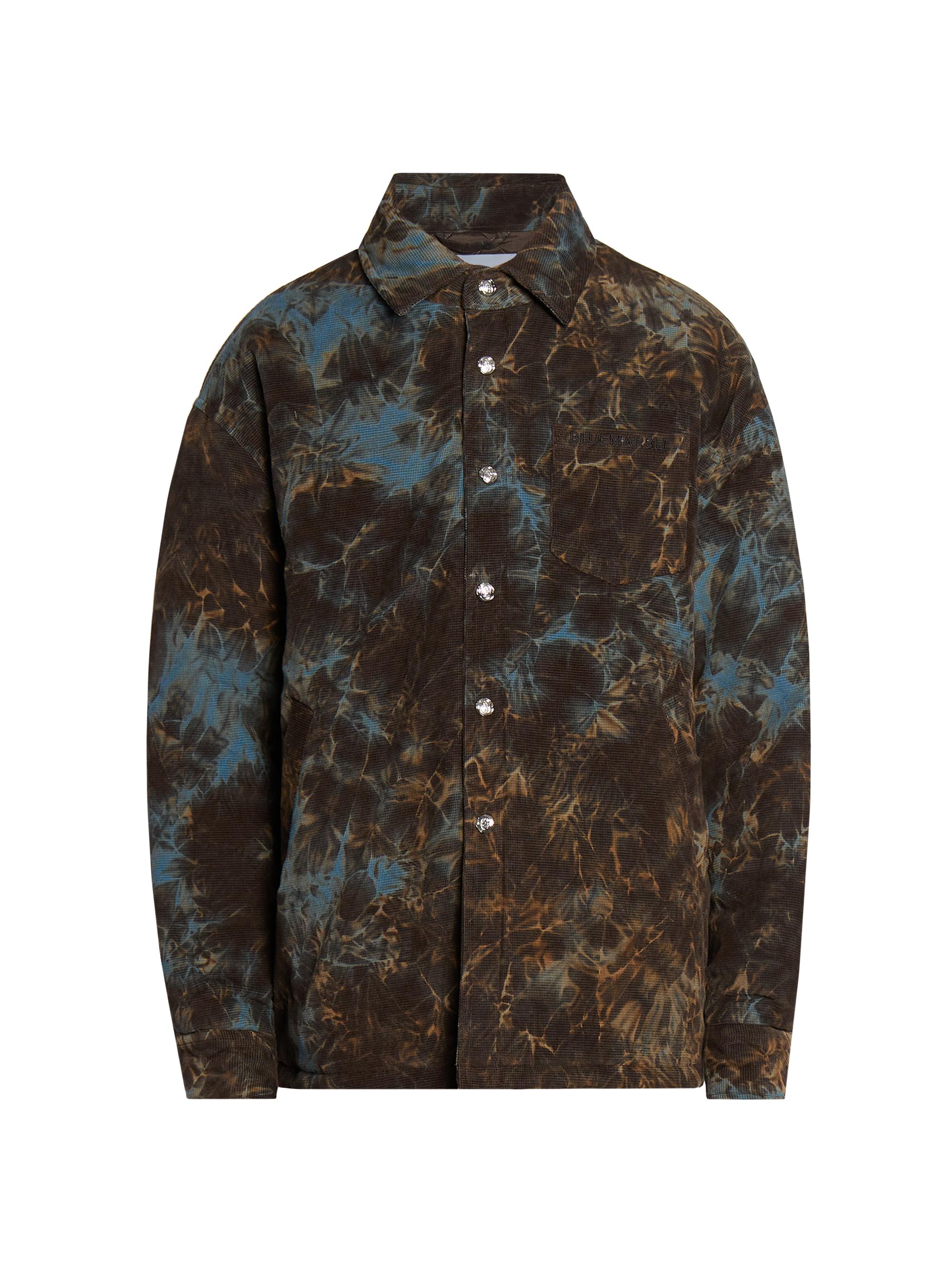 Bluemarble Men's Tie-Dyed Cotton Corduroy Overshirt - Nebula Brown Blue