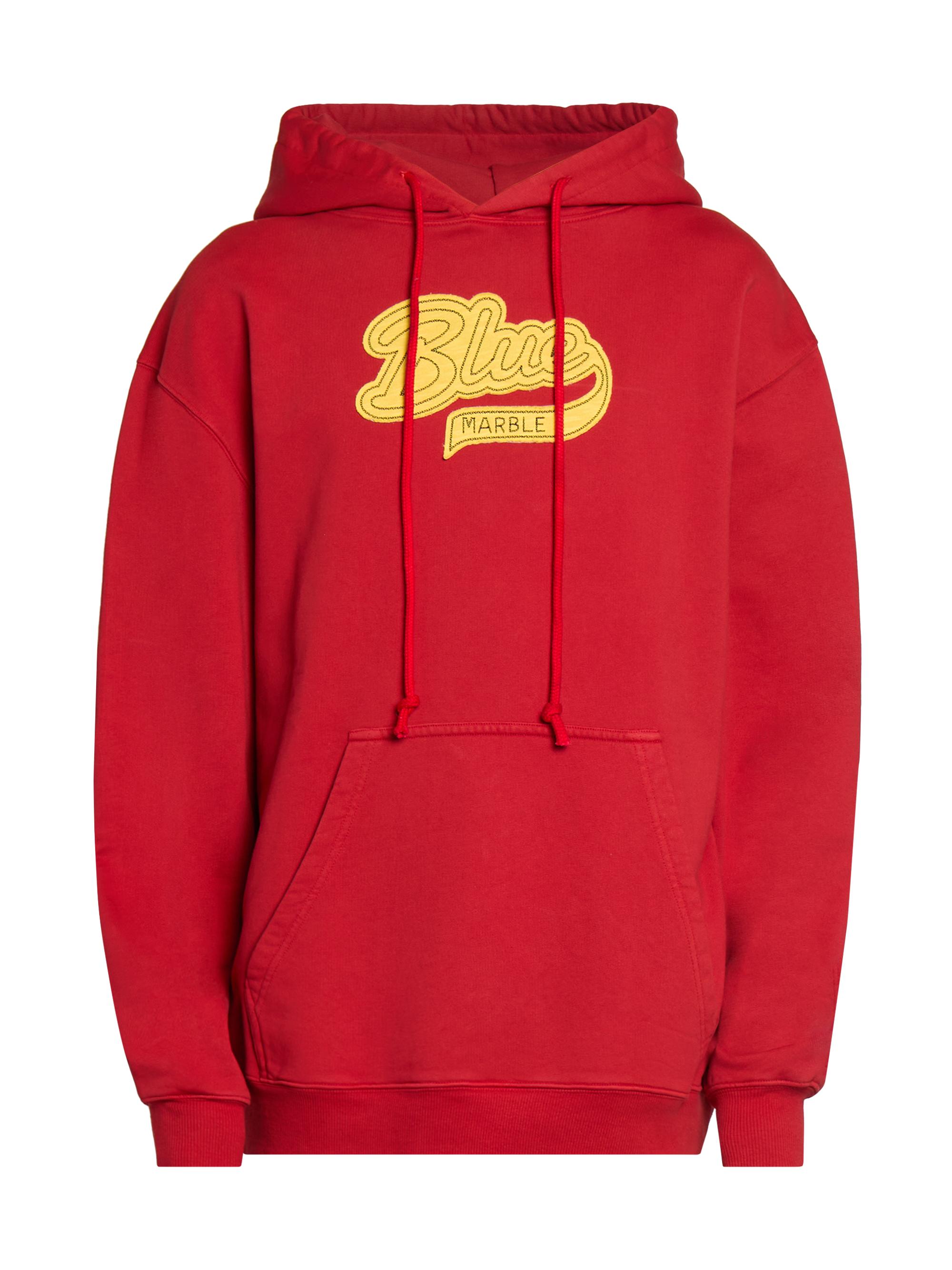 Bluemarble Men's Varsity Logo Cotton Hoodie - Matchstick Red Sulfur Yellow