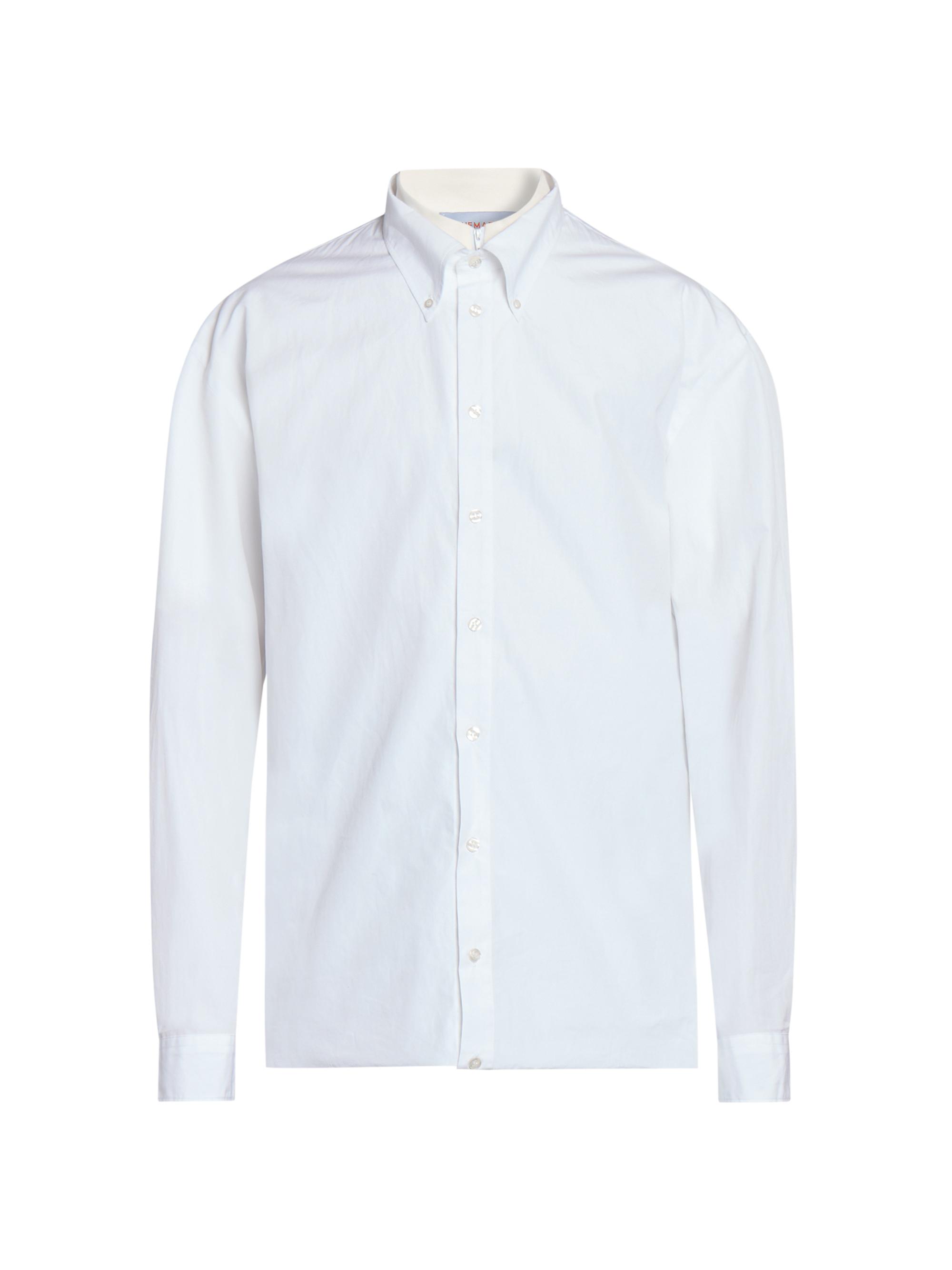 Bluemarble Men's Foldover Layered Cotton Poplin Shirt - Artic White