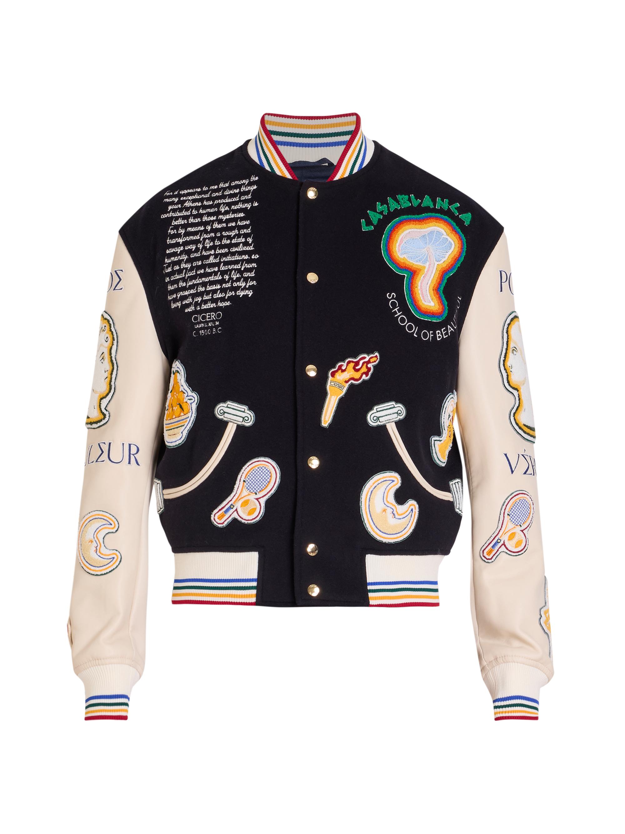 Casablanca Men's Venus As A Boy Patchwork Wool-Blend Bomber Jacket - Navy Off White