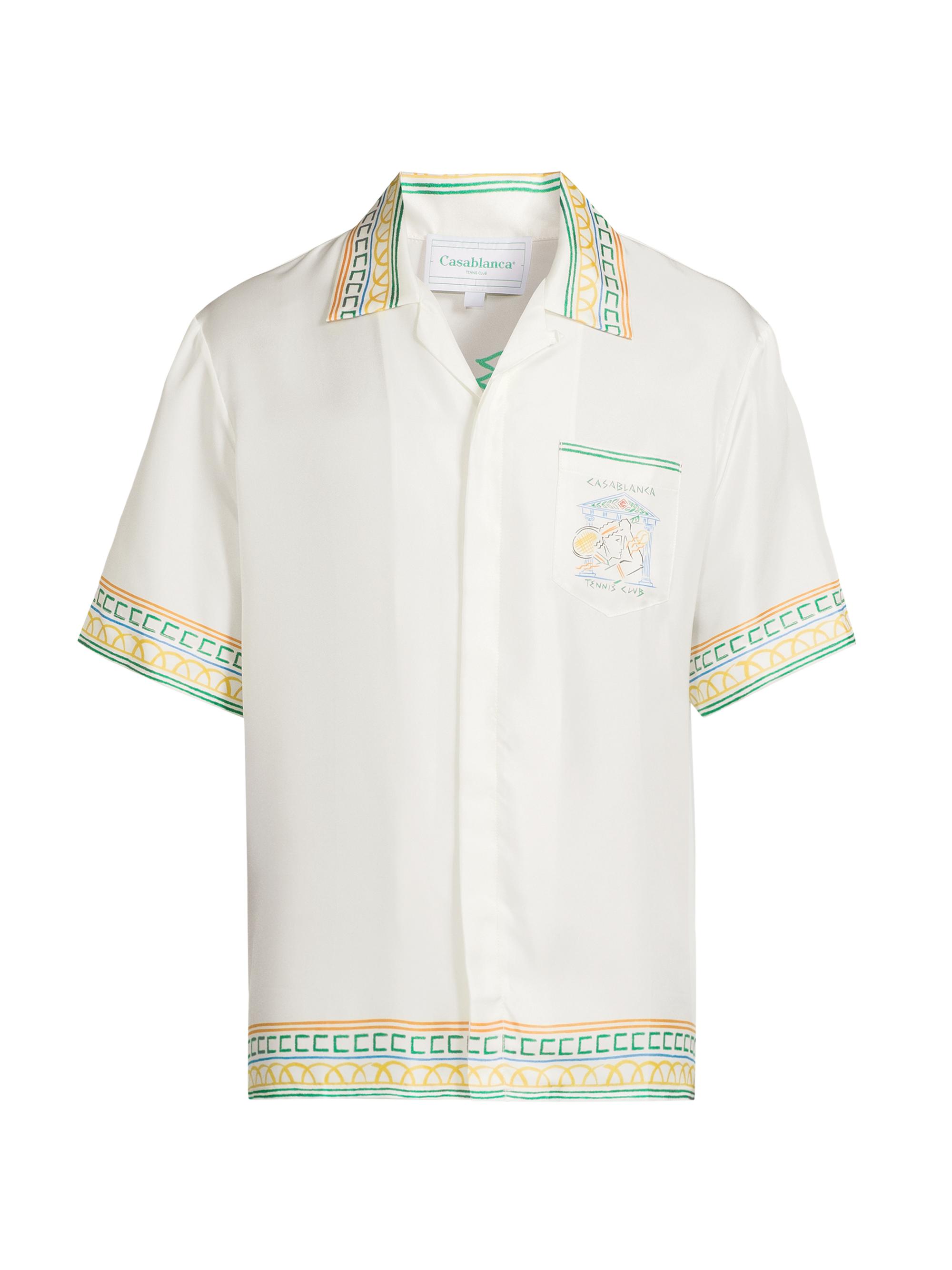 Casablanca Men's Venus As A Boy Crayon Temple Tennis Club Silk Camp Shirt - Crayon Temple Tennis Club