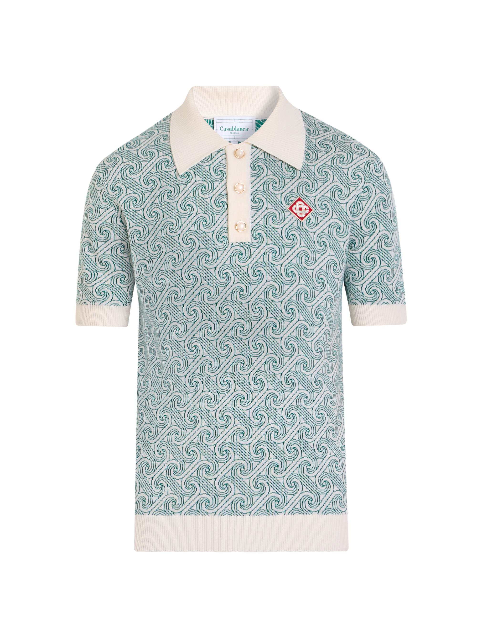 Casablanca Men's Venus As A Boy Jacquard Logo Wool Polo Shirt - Column Monogram