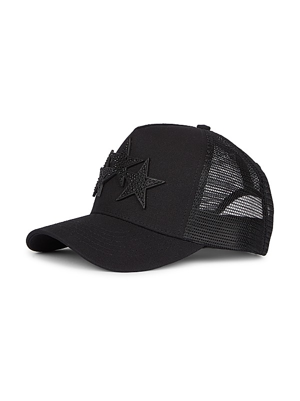 Shop Amiri 3 Star Crystal-Embellished Trucker Hat | Saks Shop Amiri 3 Star Crystal-Embellished Trucker Hat | Saks
