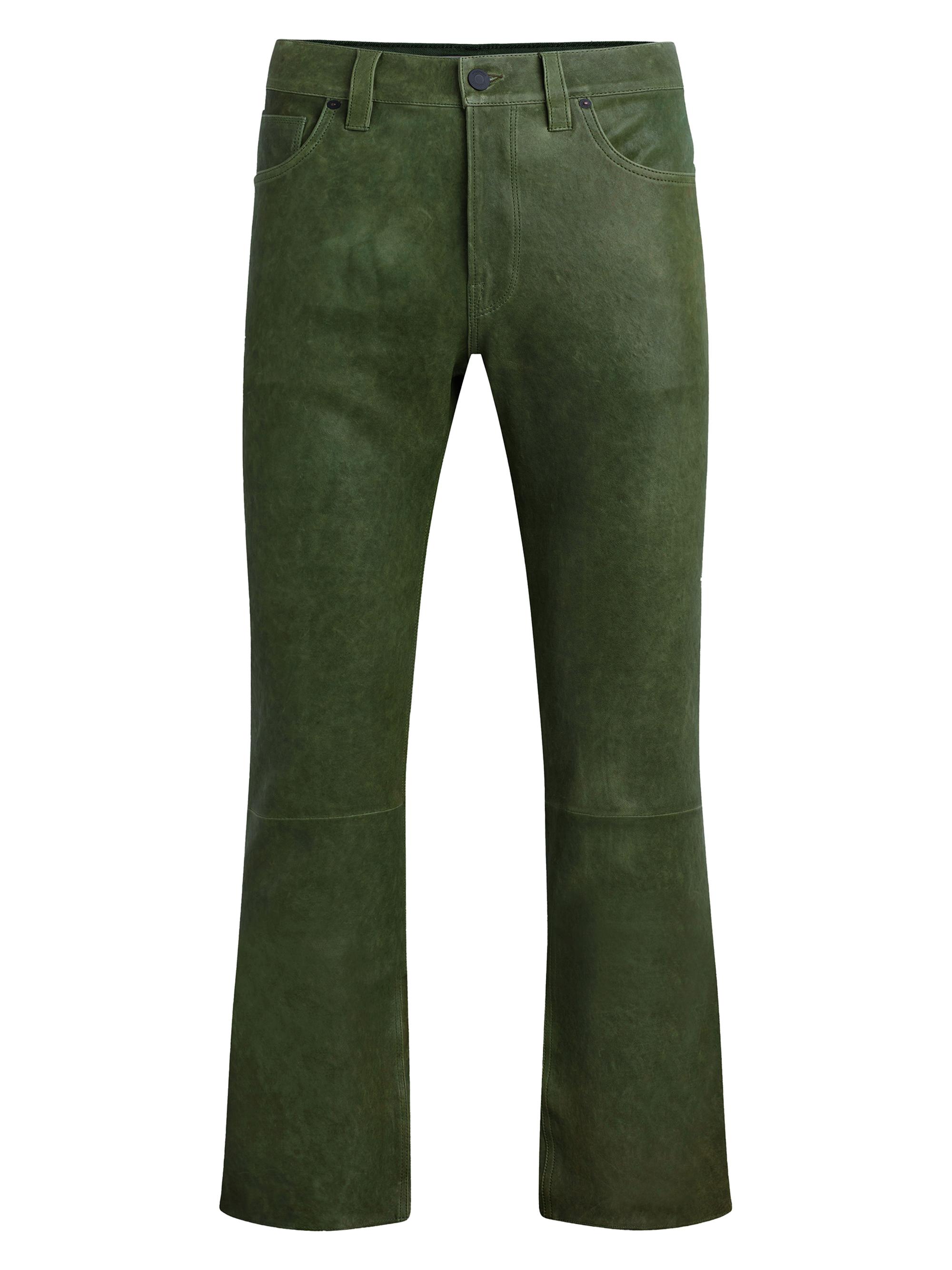 Hudson Jeans Men's Walker Kick Flare Leather Pants - Distress Pine