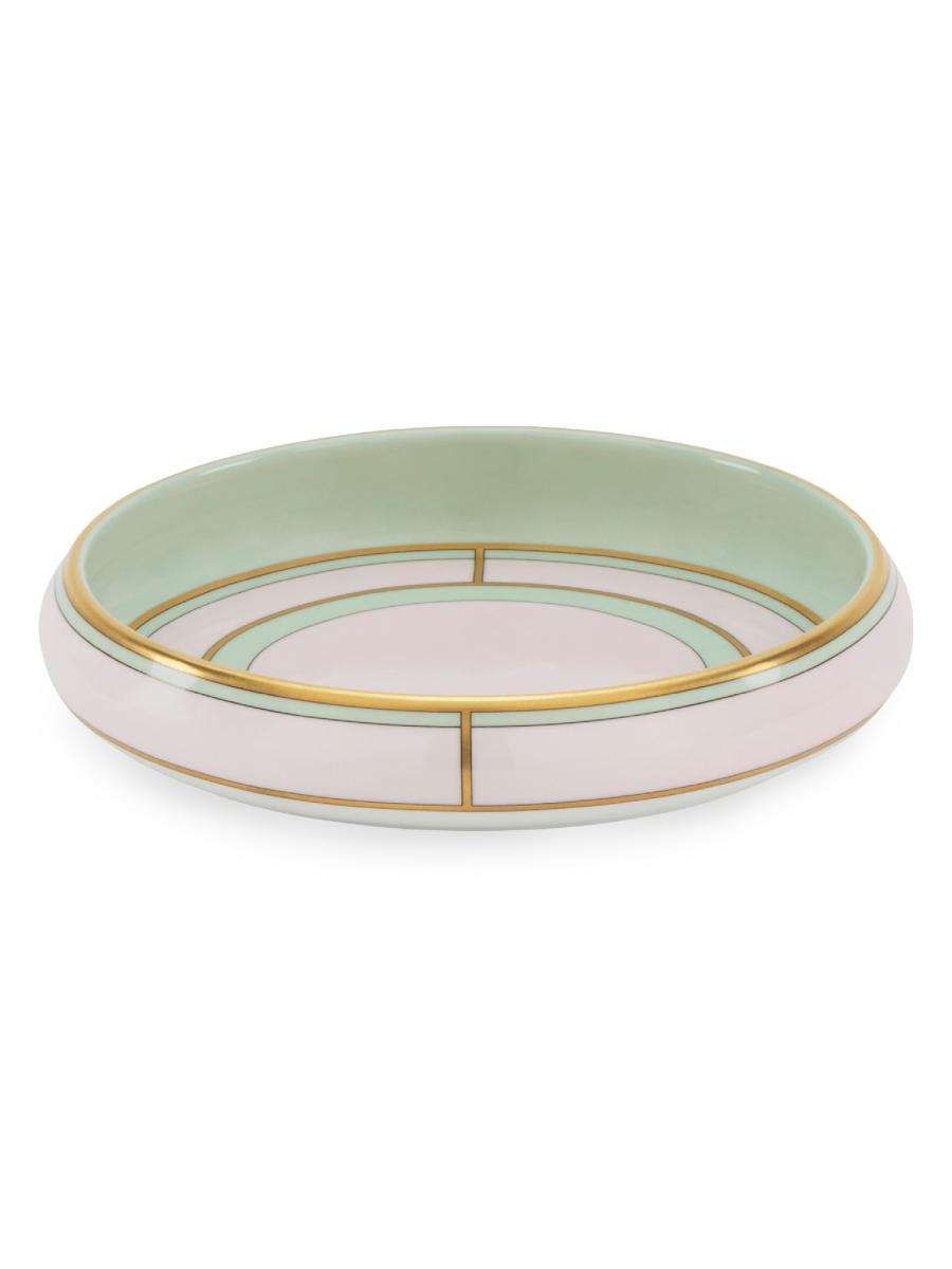 Ginori 1735 Porcelain Colonna Diva Rosa Round Tray In Pink