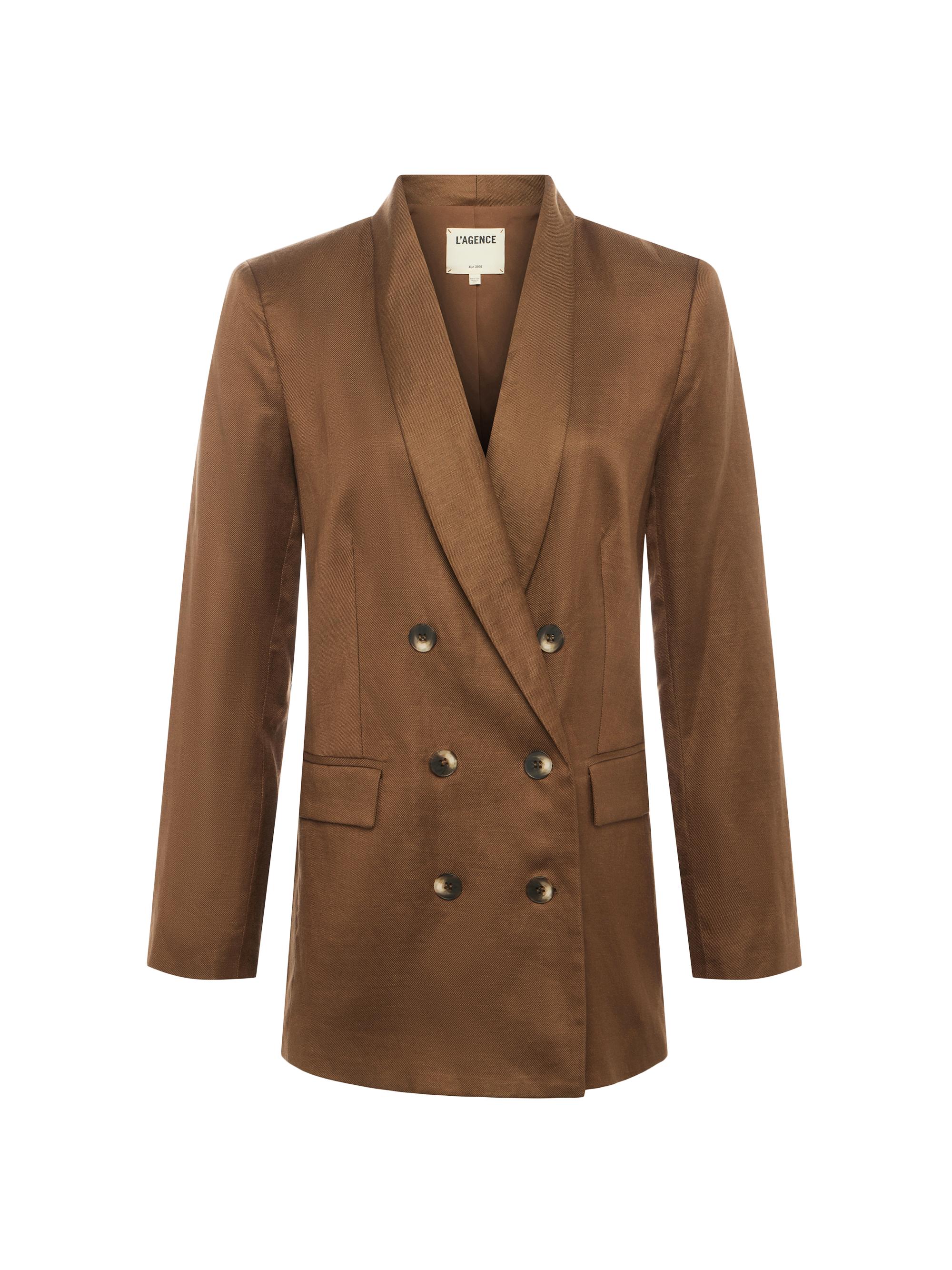 L'AGENCE Women's Jayda Linen-Blend Blazer - Brown Olive